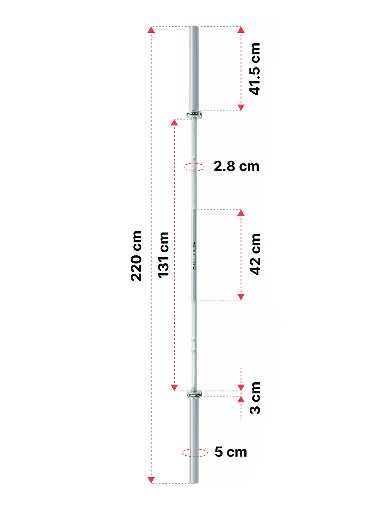 Langhantel Sigma von Atletica: Dimensionen