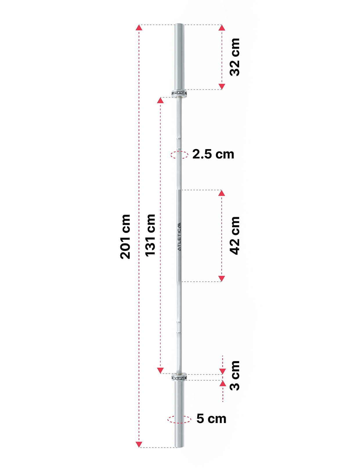 Langhantel Yota von Atletica: Dimensionen