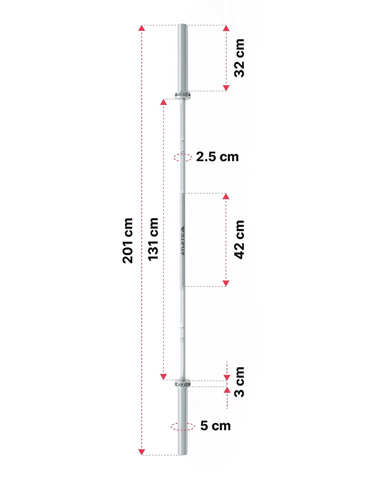 Langhantel Yota von Atletica: Dimensionen