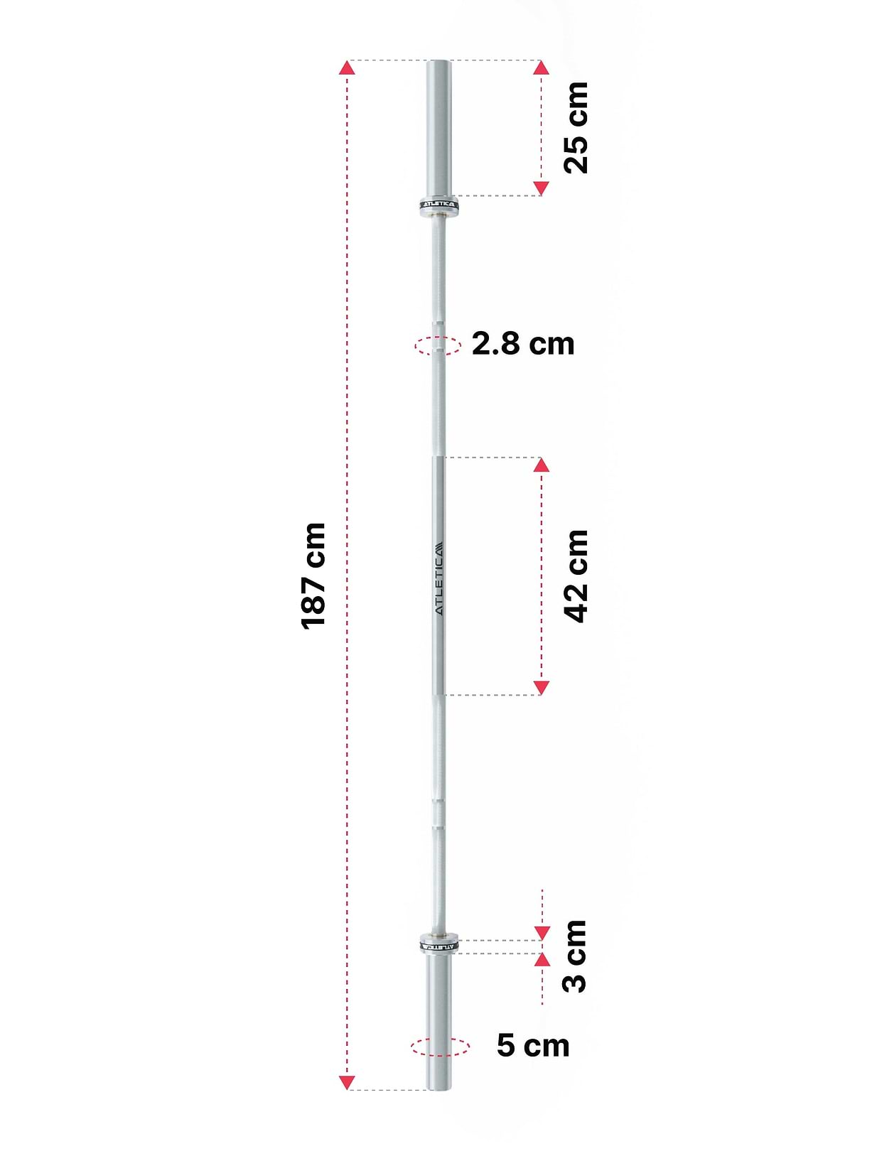 Langhantel Zeta von Atletica: Dimensionen
