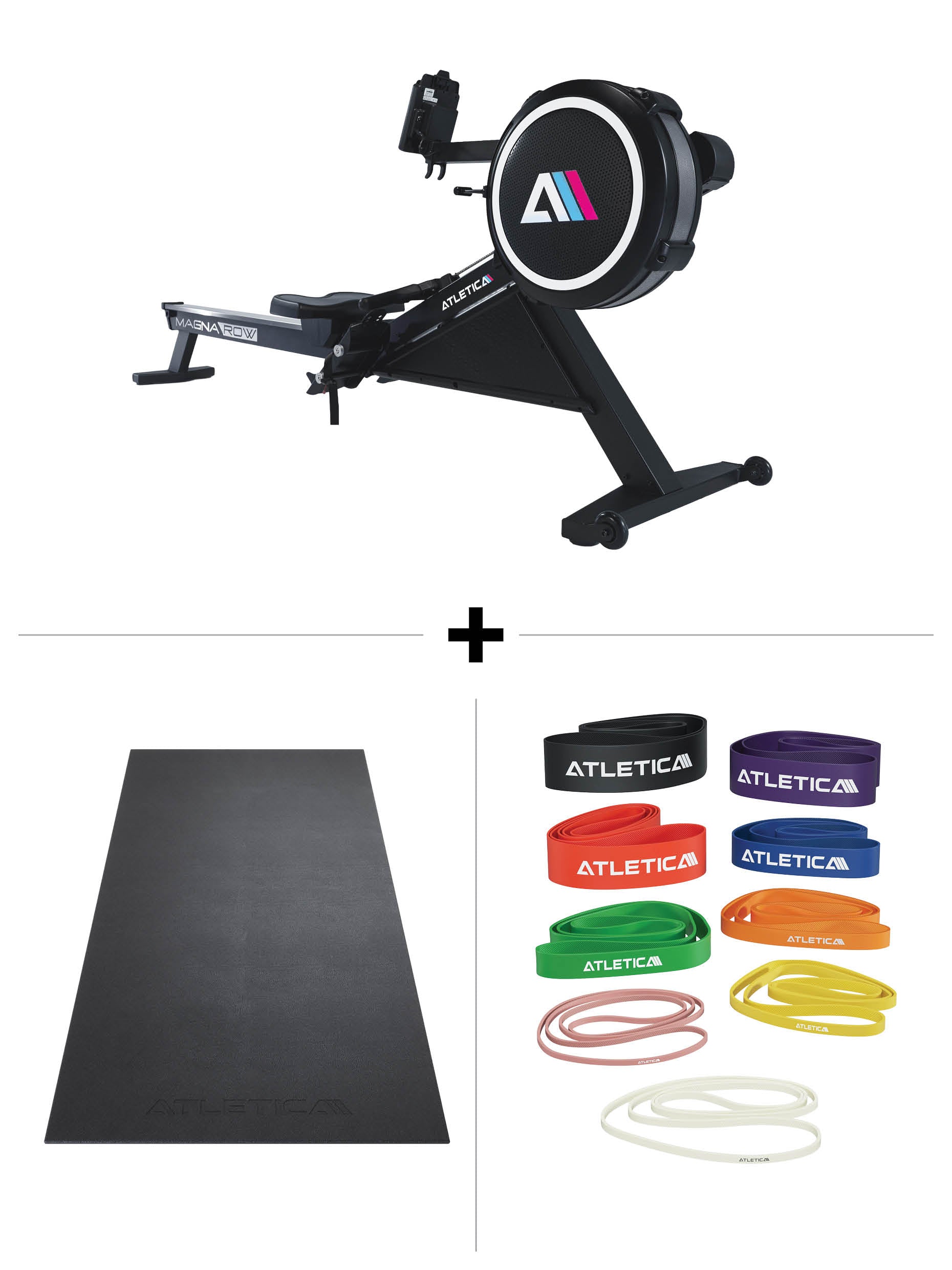 MagnaRow Set | Ruderergometer inkl. Bodenschutz & Set Widerstandsbänder, Black Week Angebot 