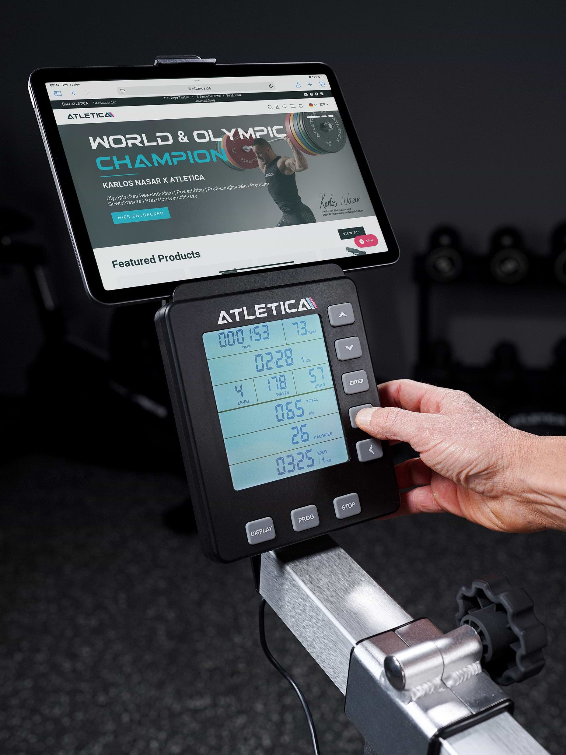 Magnetisches Ergometer MagnaRev: LCD Display und Smart Device Halter