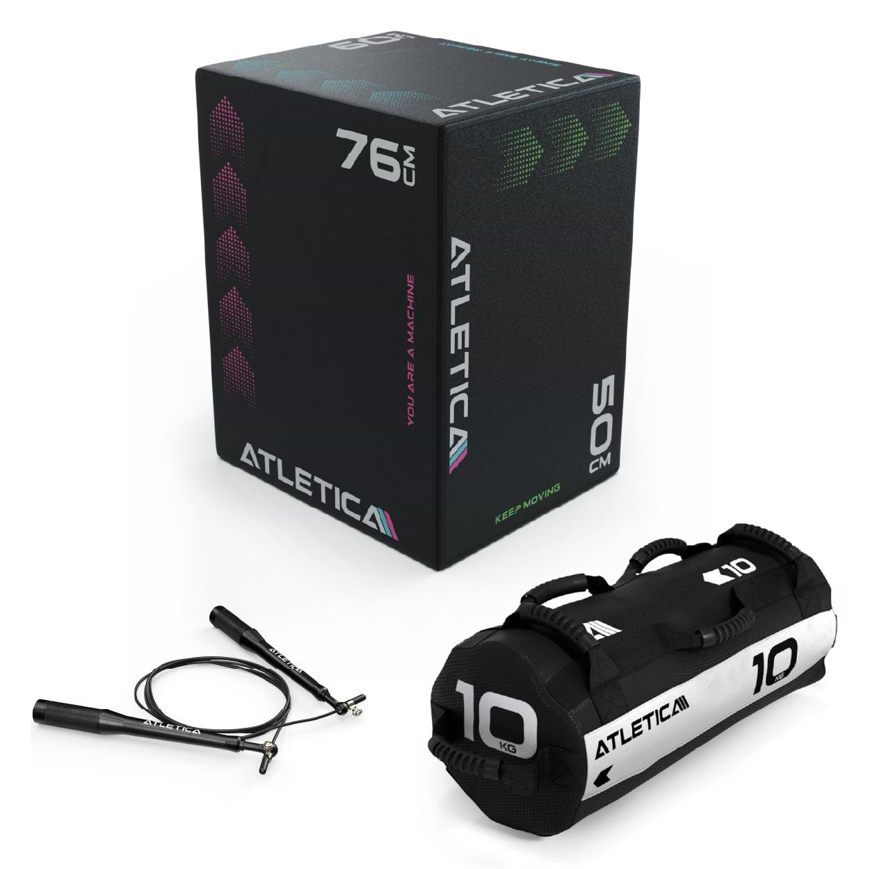 Cardio Warm-Up Set 1: Atletica Plyo Box, Sandsack 10kg, Springseil