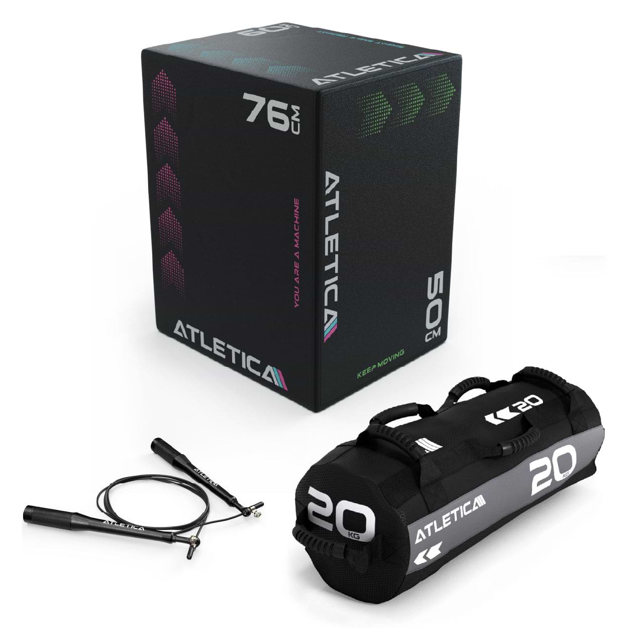 Cardio Warm-Up Set 2: Plyo Box, Sandsack 20kg, Springseil