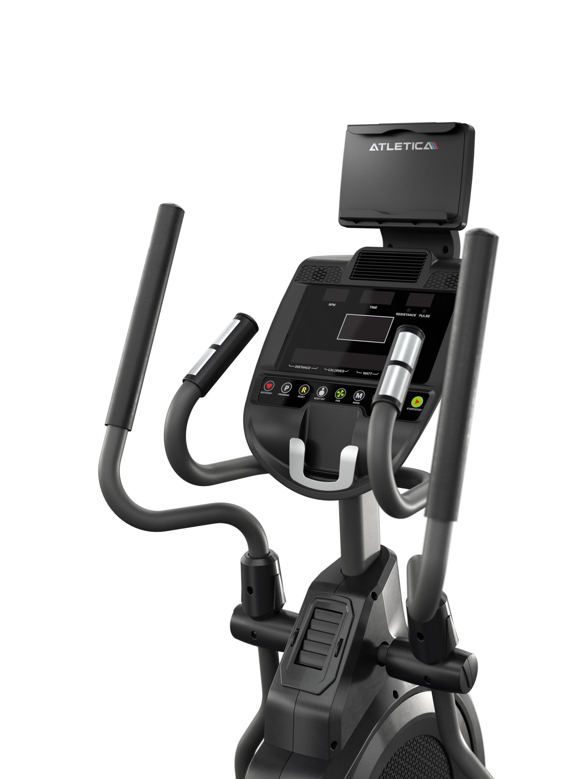 Crosstrainer Zenith von Atletica: großes Cockpit und ergonomische Handgriffe