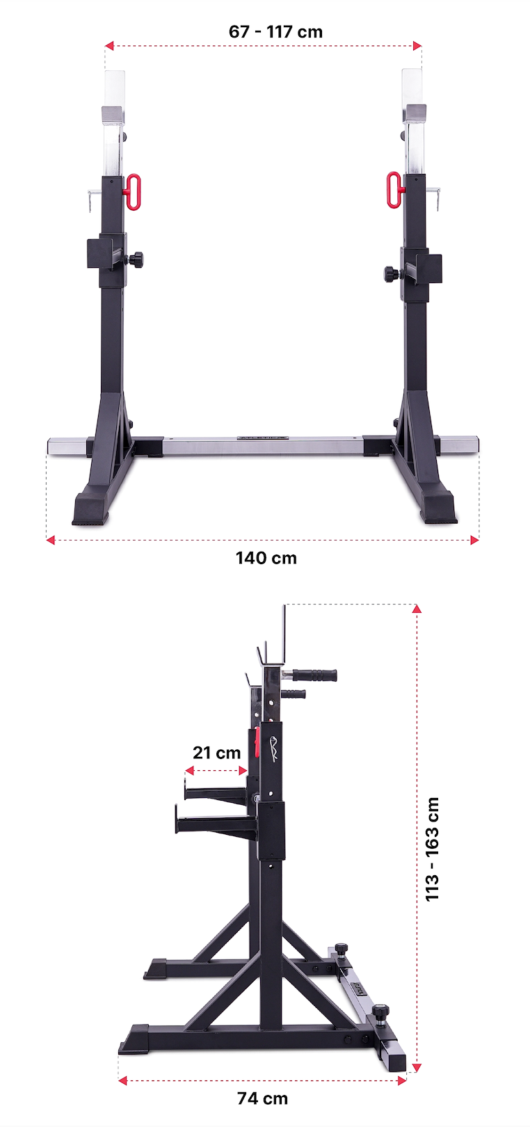 Free Stands Squat Rack: Dimensionen