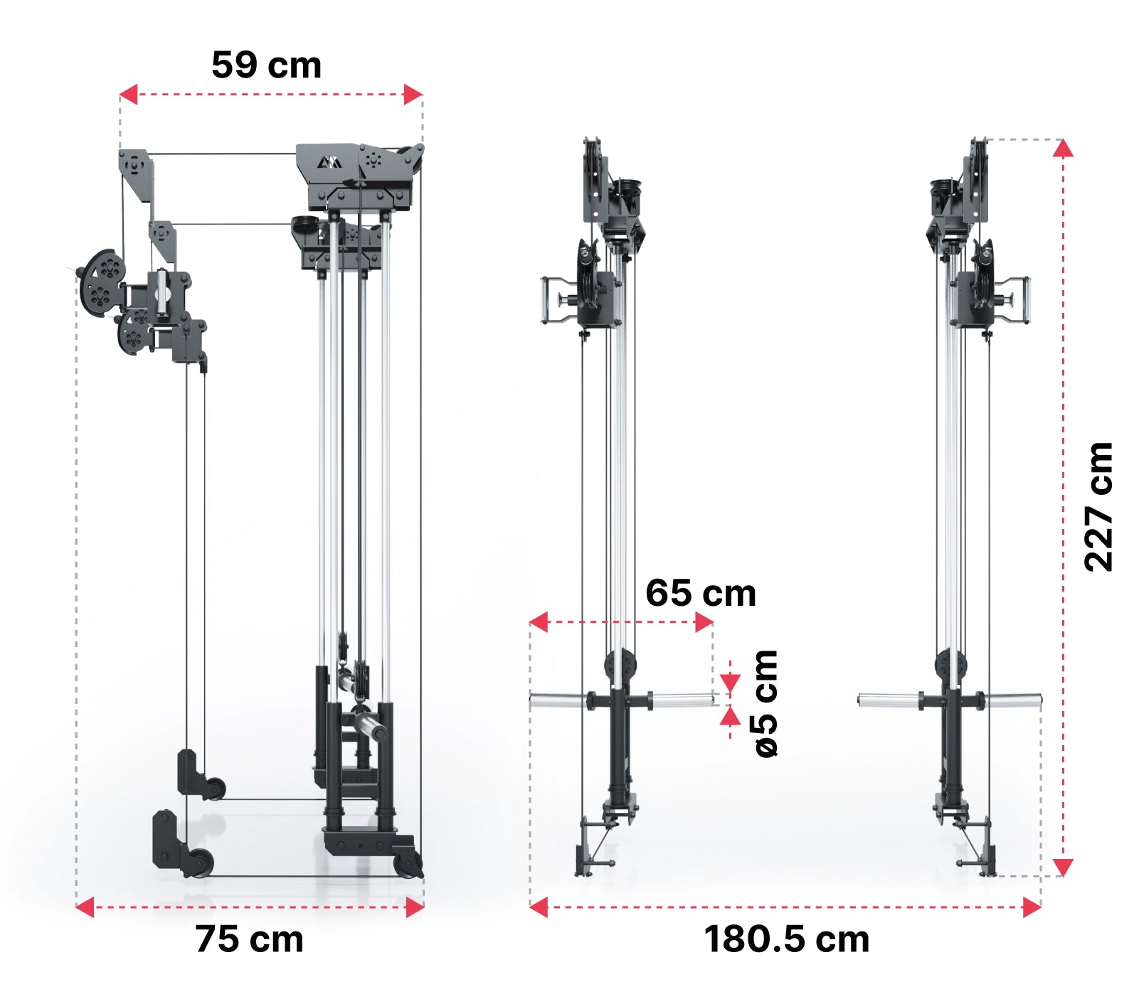R8 Bradley Kabelzug Dimensionen