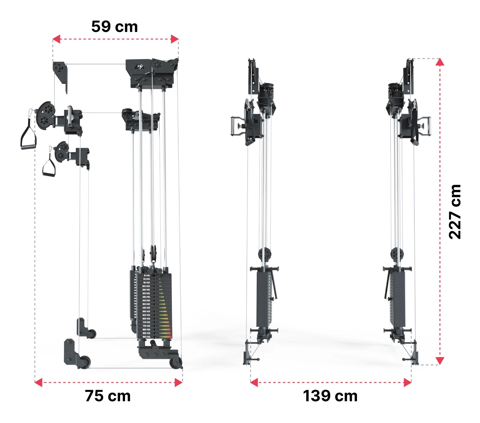 Bradley dualen Kabelzug System: Dimensionen