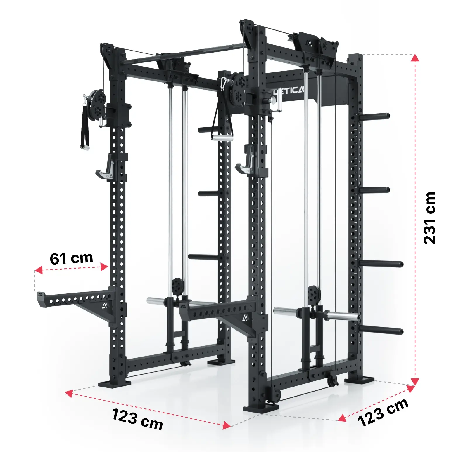 R8 Bradley Power Rack Plate Loaded Lang Dimensionen 