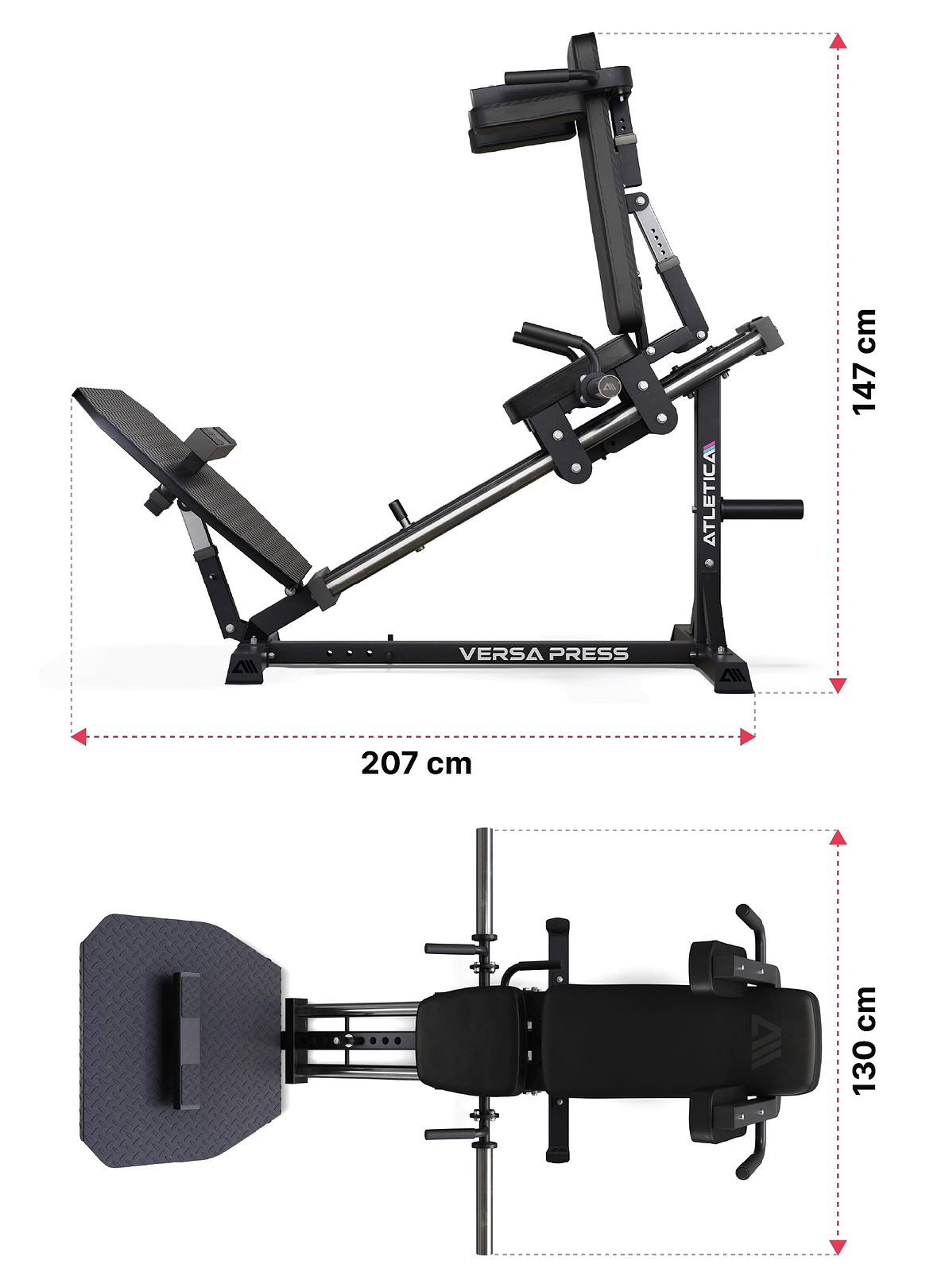 Versa Beinpresse: Dimensionen