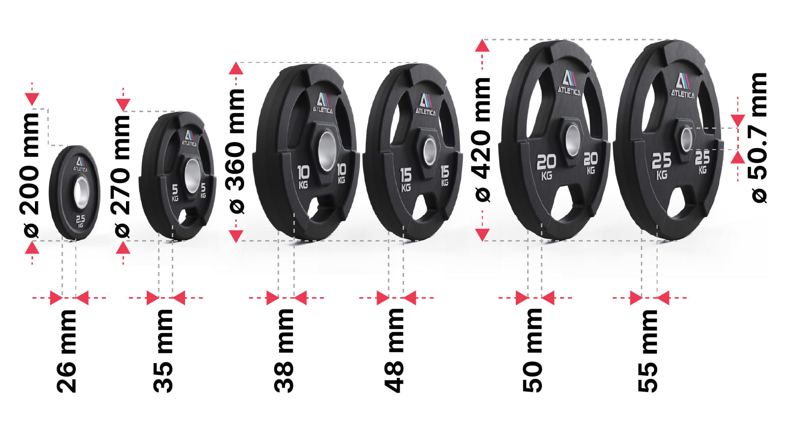 3H Gripper Plates 155kg Set: Dimensionen
