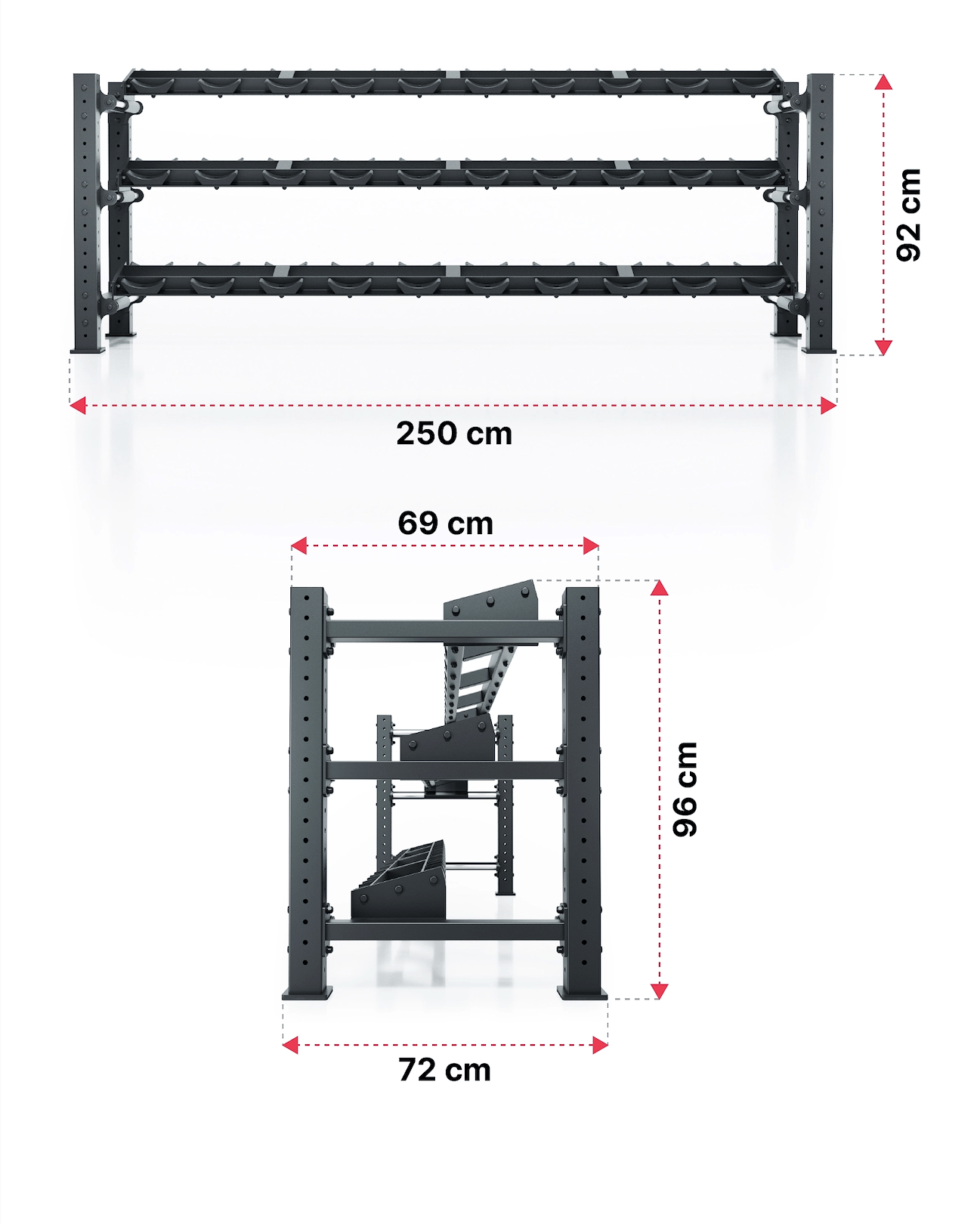 Mammoth Ablage für Kurzhanteln: Dimensionen