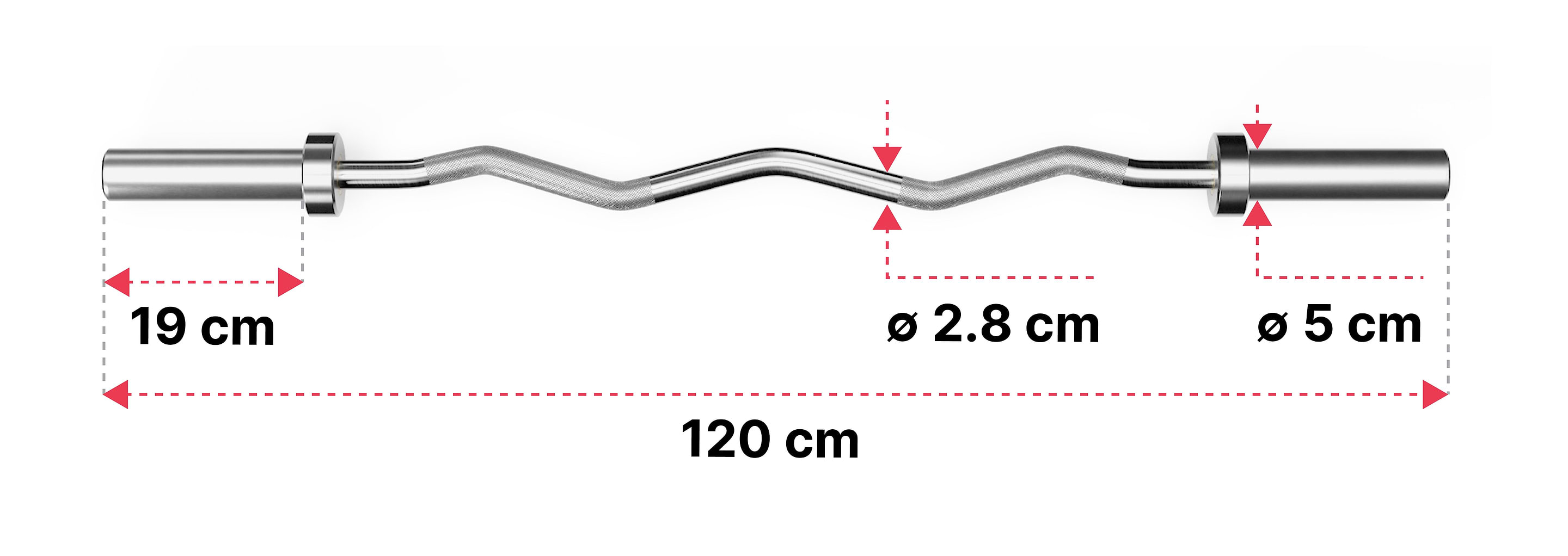 SZ Curlstange von Atletica:Dimensionen