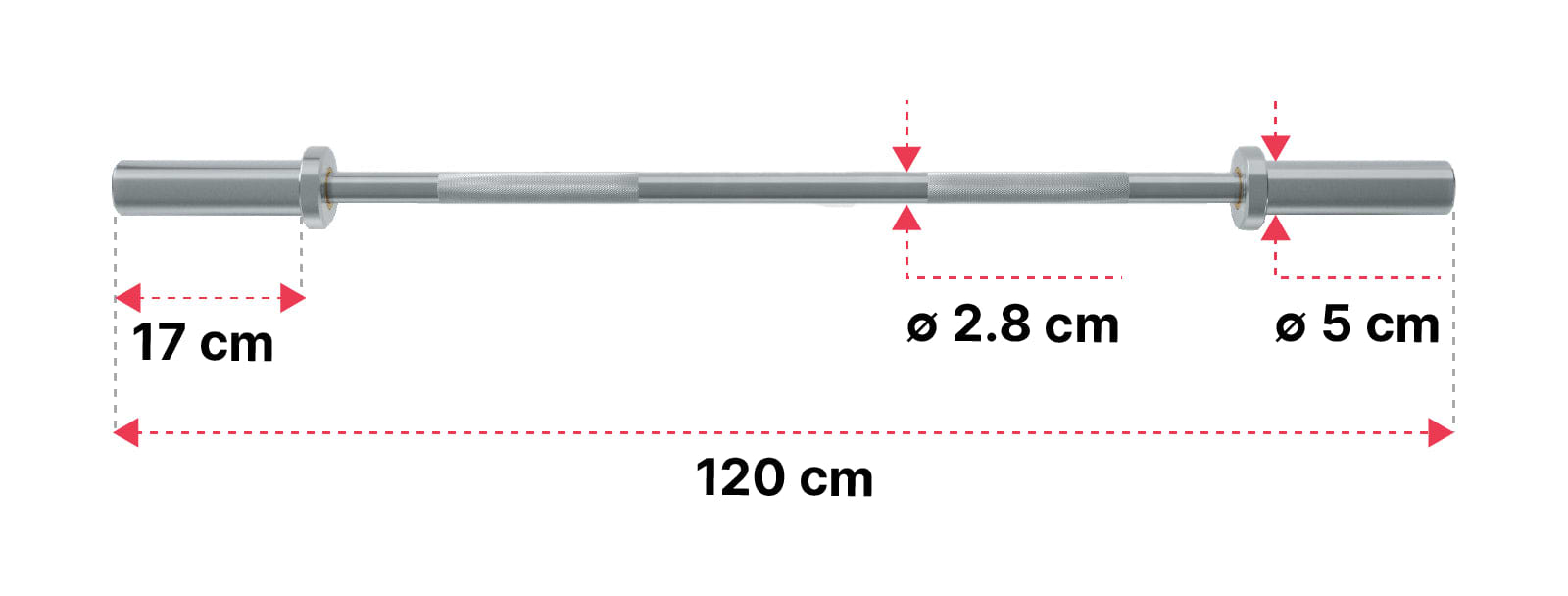 Short Bar von Atletica: Dimensionen