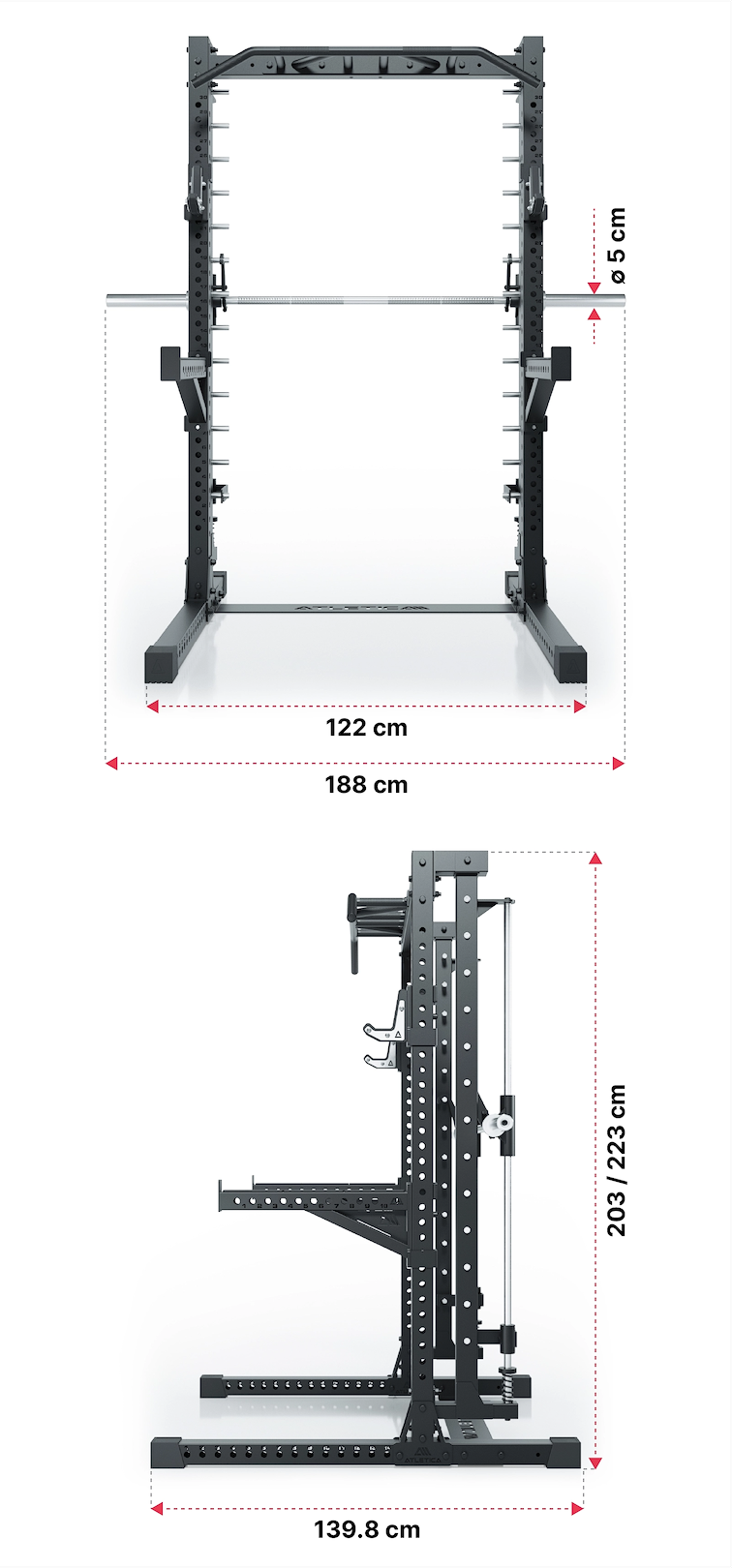R7 Saber Power Rack: Dimensionen