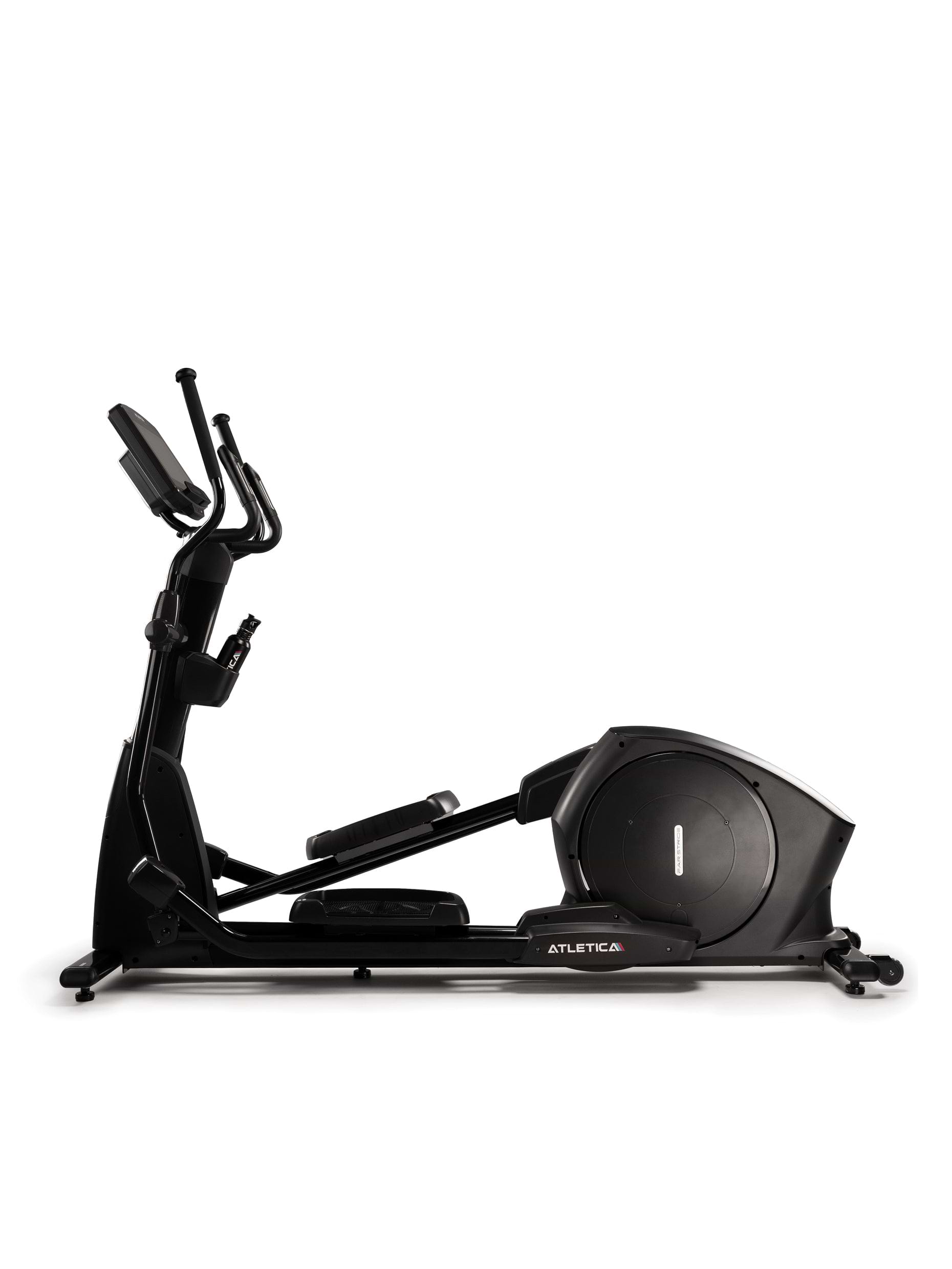 Crosstrainer Far-Stride für den Studioeinsatz: Dualer Riemenantrieb und Generator für geräuscharmen Eigenantrieb