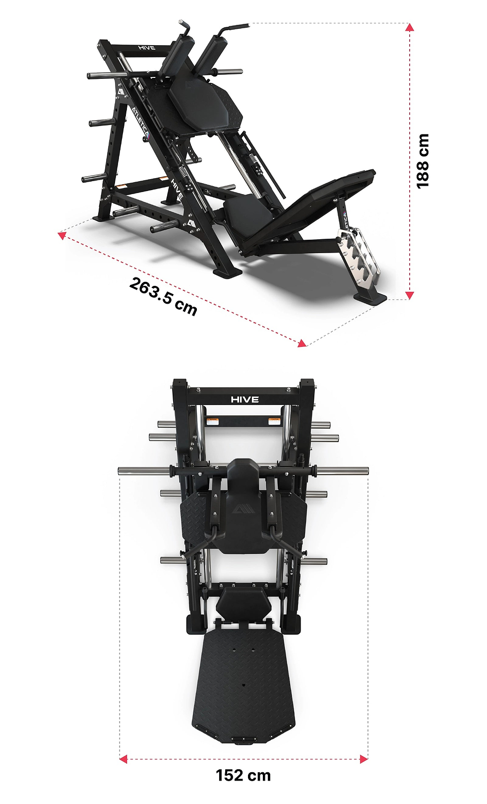 Hive Beinpresse und Hackenschmidt: Dimensionen