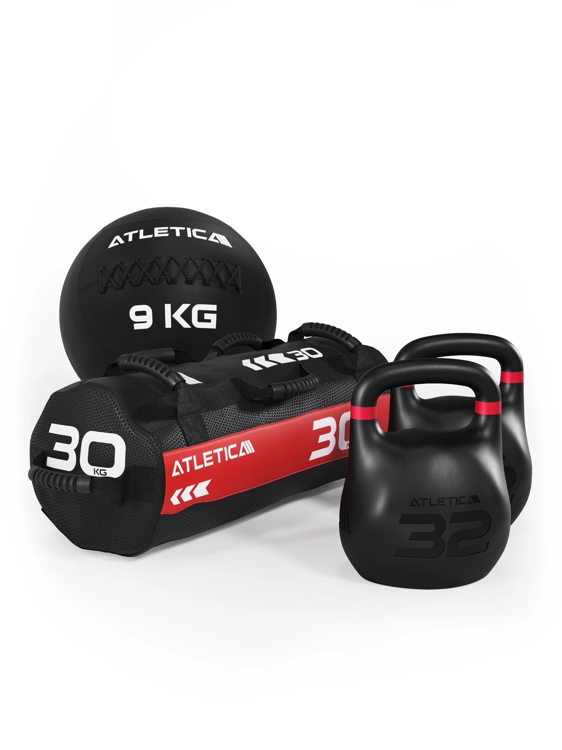 HRX Race Set Men PRO aus: Octagon Kettlebells 32kg, Sandbag 30kg, Wall Ball 9kg