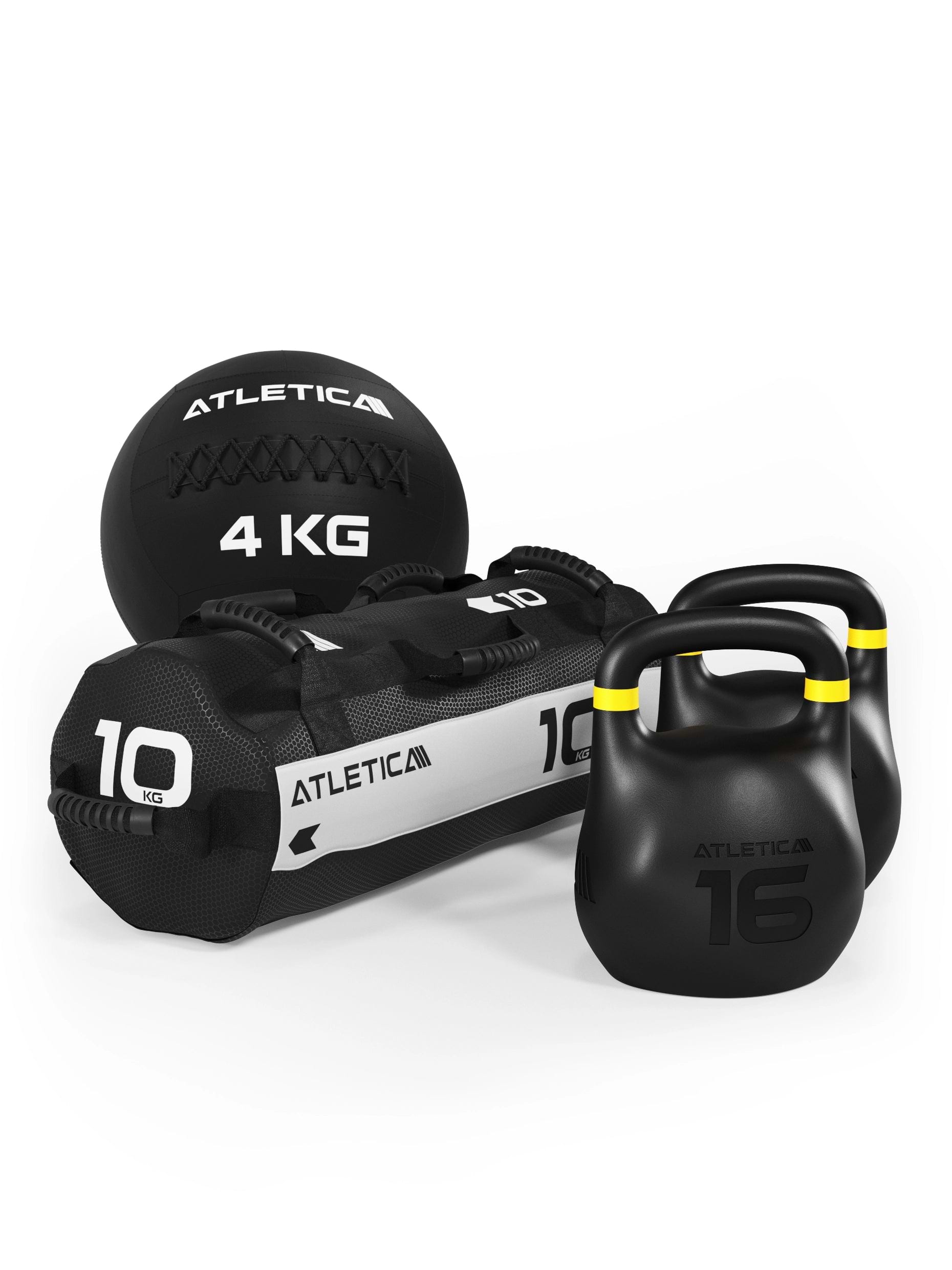 HRX RACE SET für Frauen: Octagon Kettlebells 16kg, Sandbag 10kg und Wall Ball 4kg