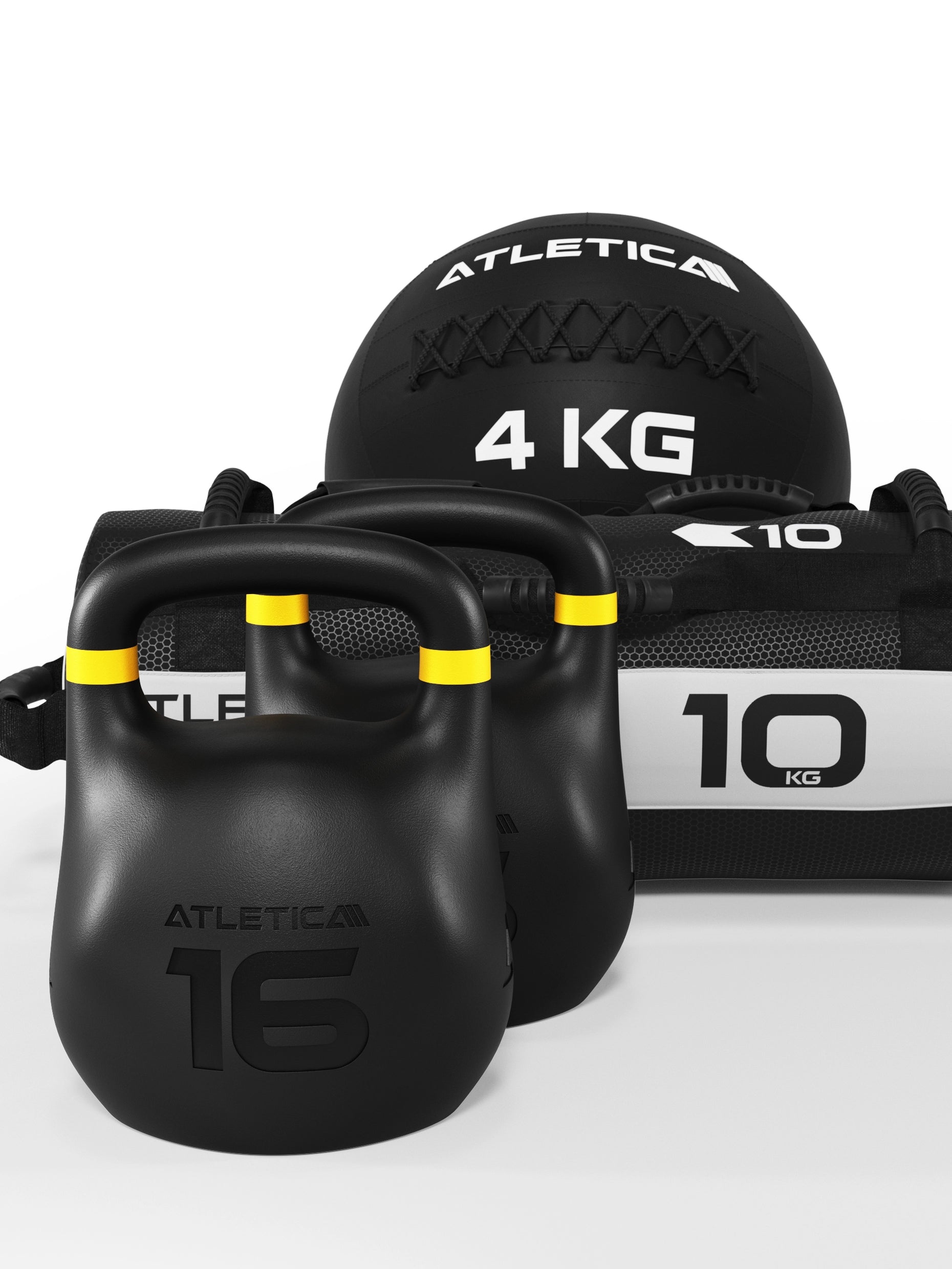 Octagon Kettlebells 16kg, 10kg Sandbag und 4kg Wall Ball im HRX Race Set für Frauen