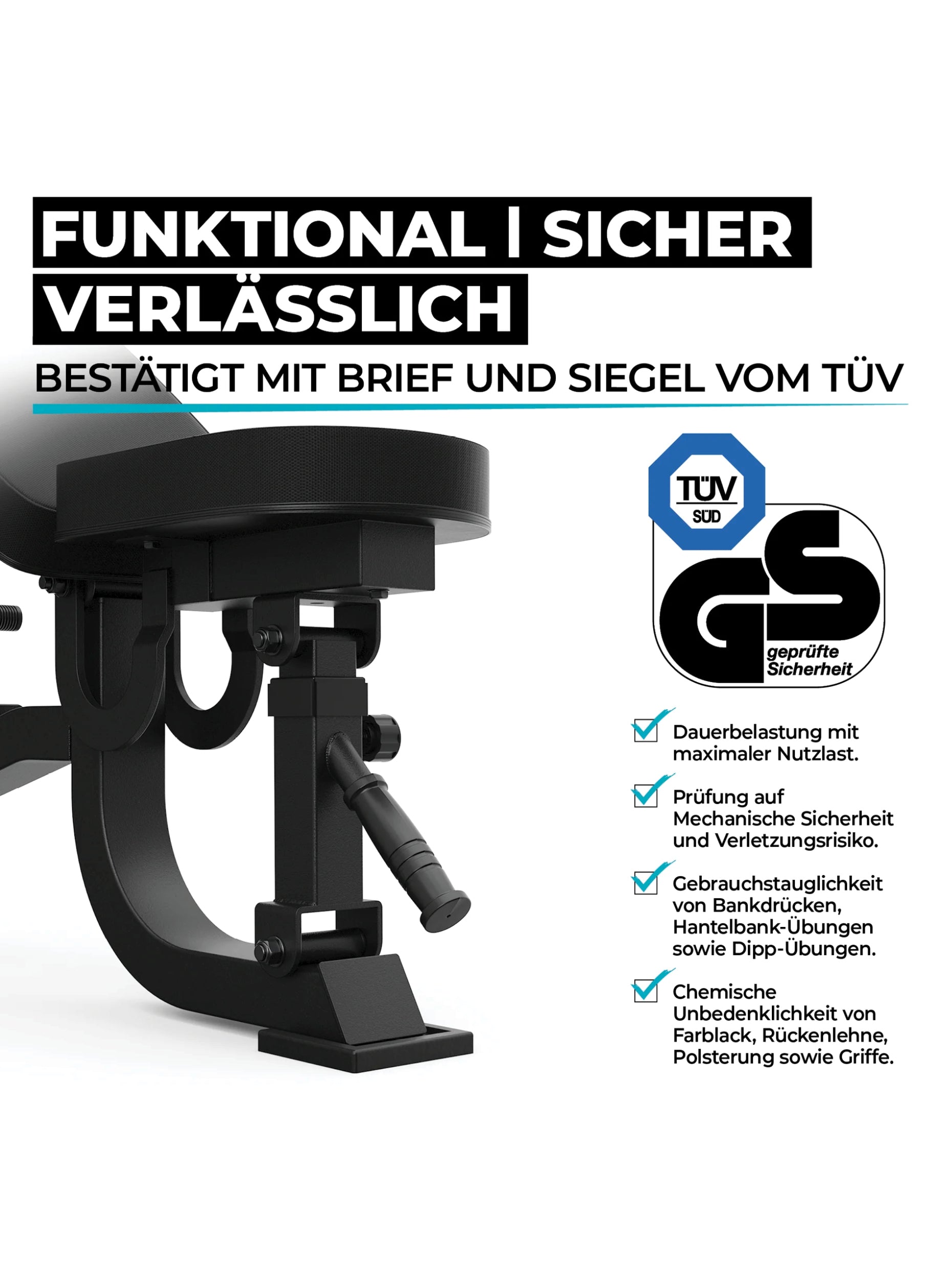 Hantelbank B2: funktional, sicher, verlässlich, TÜV-geprüft
