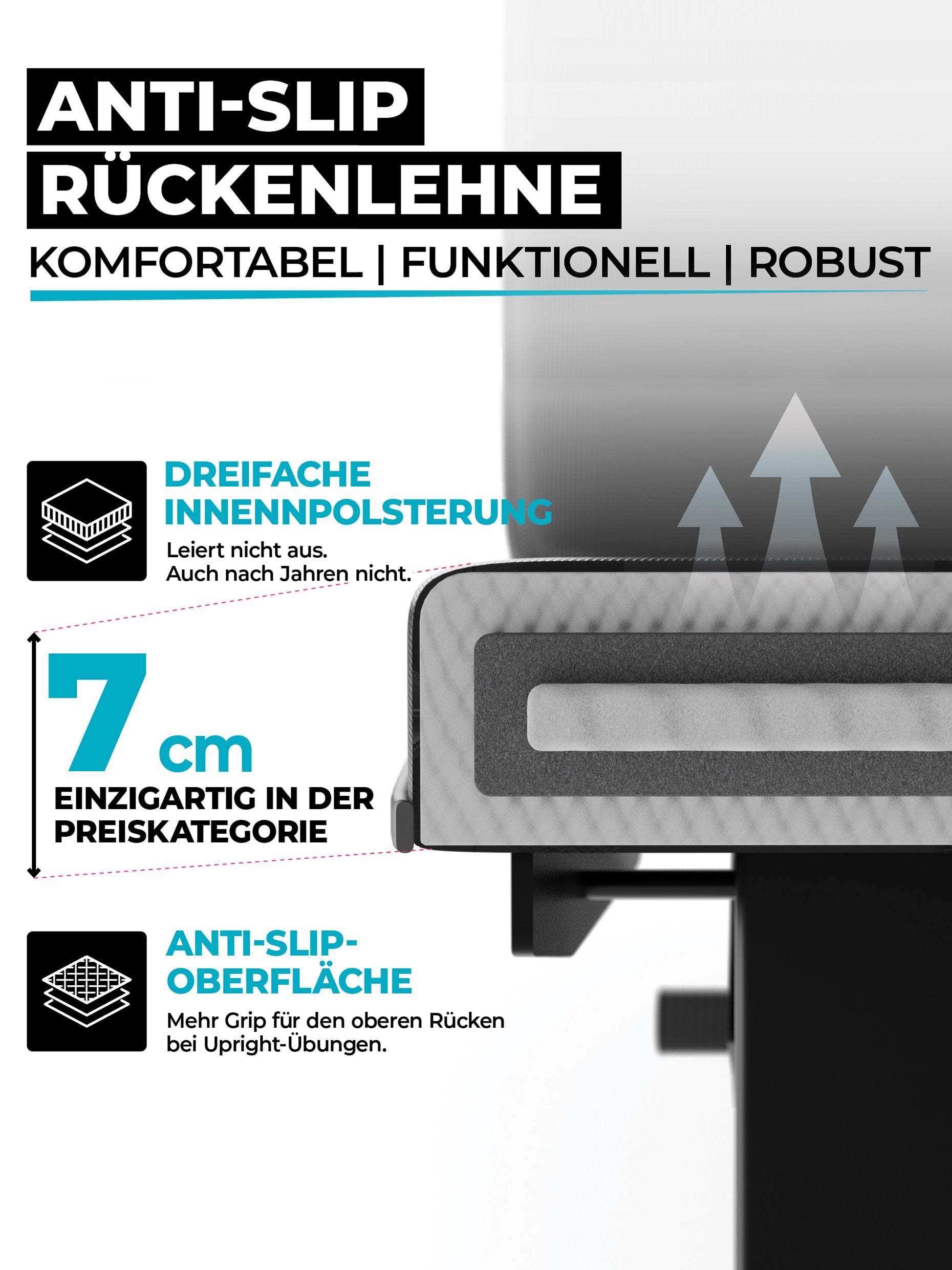 Hantelbank B4 Informationen über die Rückenlehne