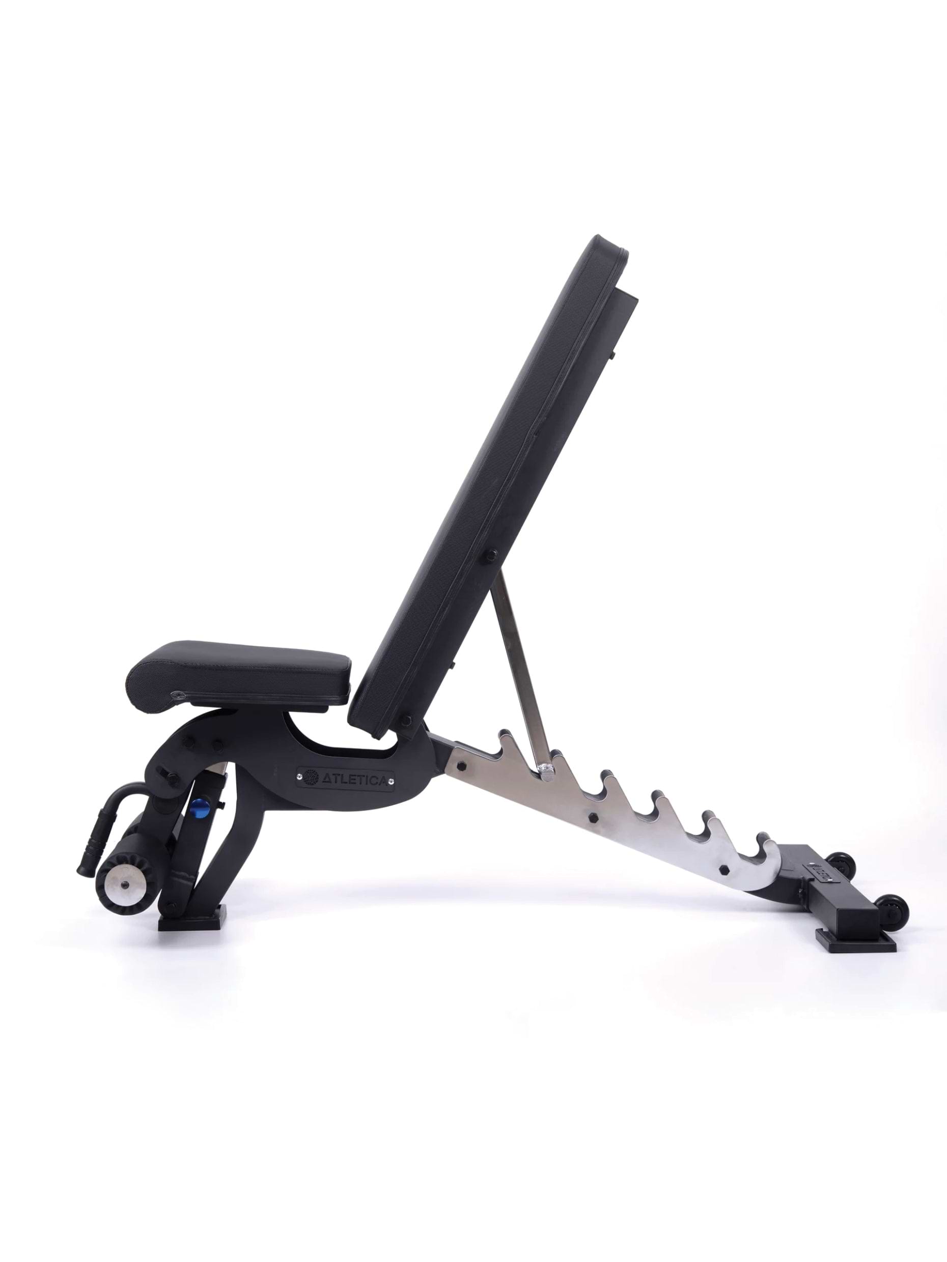 Hantelbank B6, negativ verstellbar, mit 90° Winkel, mit Fussblocker für Situps, in schwarz, für Fitnesstraining mit Kurzhanteln und Langhanteln, 