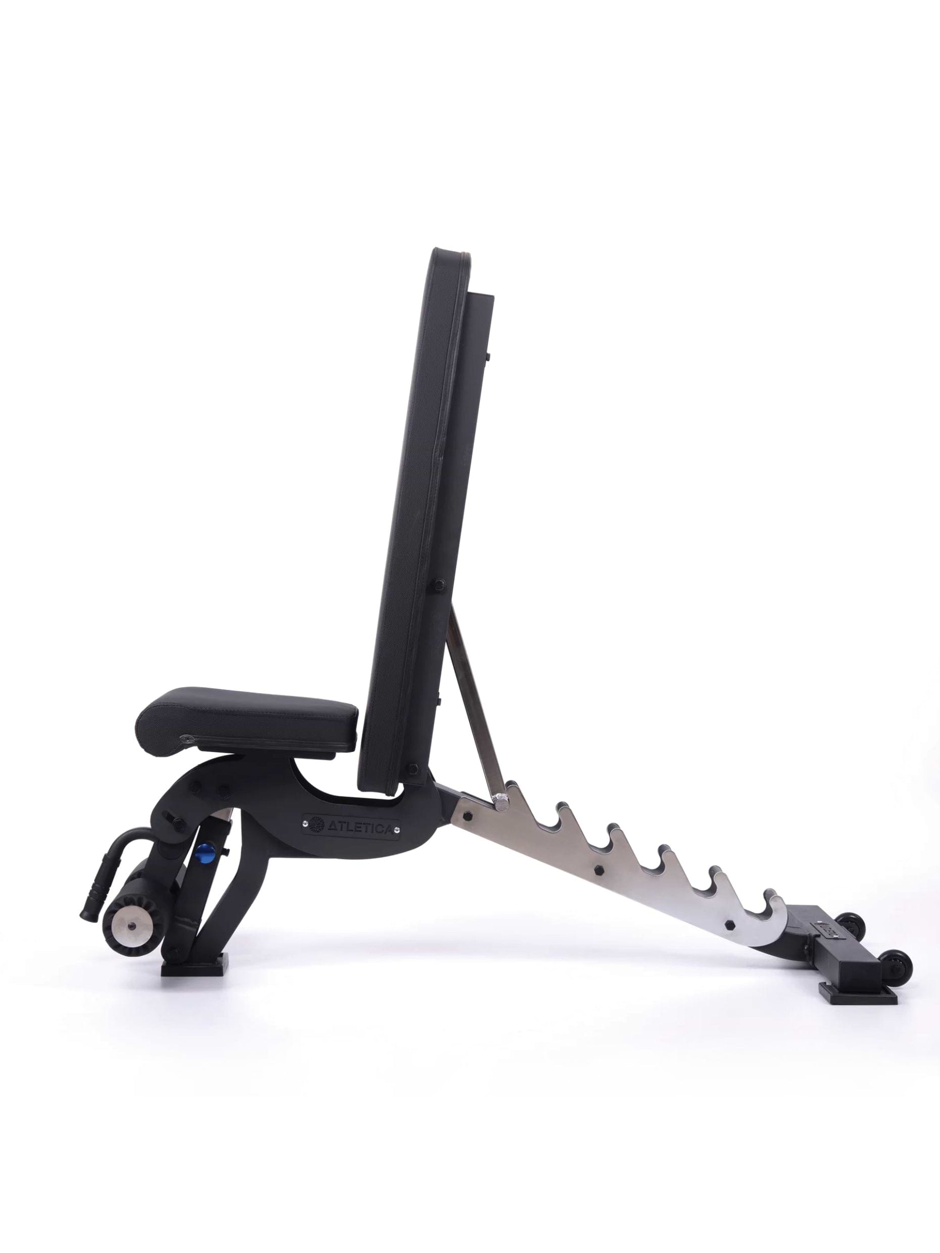 Hantelbank B6, negativ verstellbar, mit 90° Winkel, mit Fussblocker für Situps, in schwarz, für Fitnesstraining mit Kurzhanteln und Langhanteln,