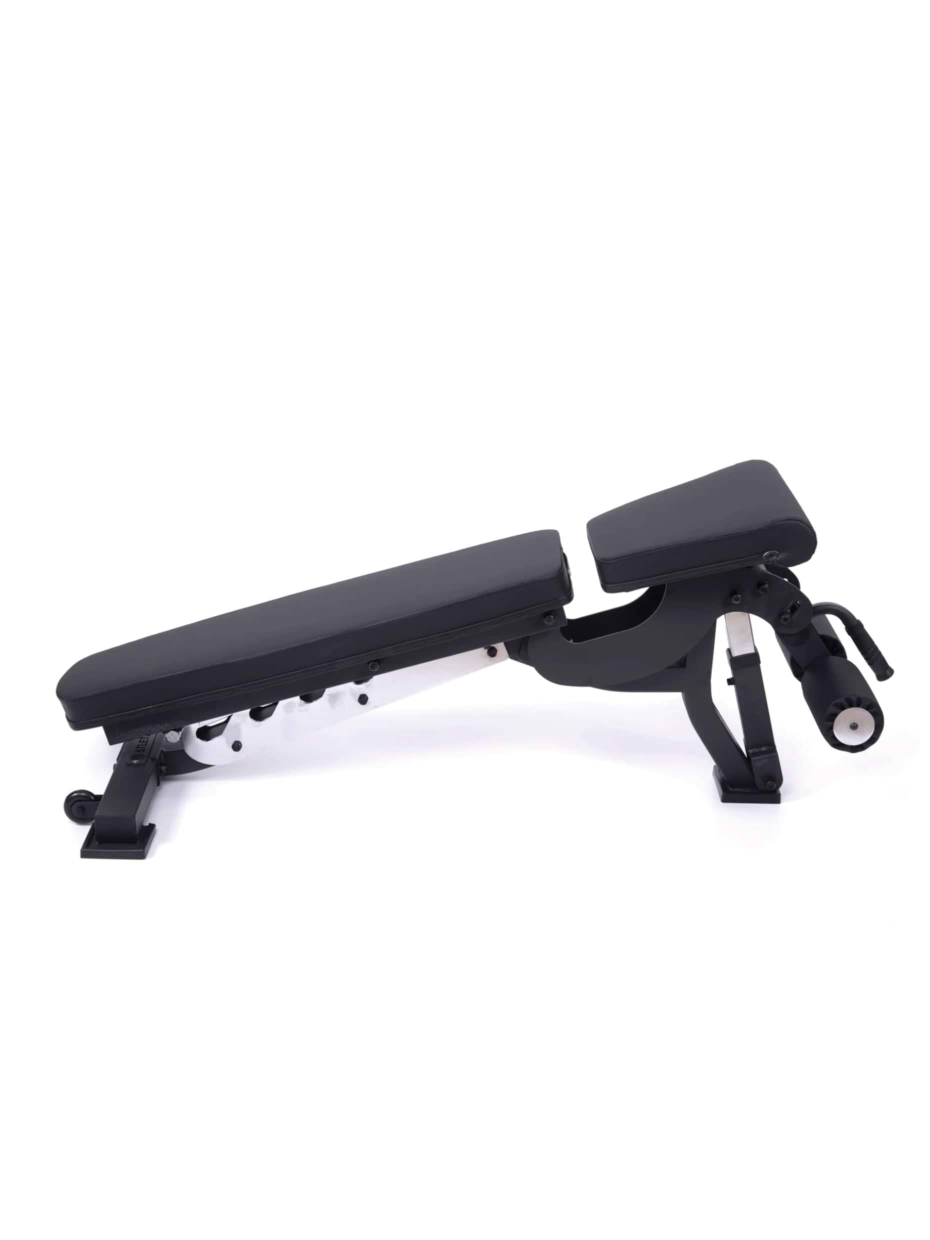 negativ verstellbare Hantelbank B6, mit 90° Winkel, mit Fussblocker für Situps, in schwarz, für Fitnesstraining mit Kurzhanteln und Langhanteln,