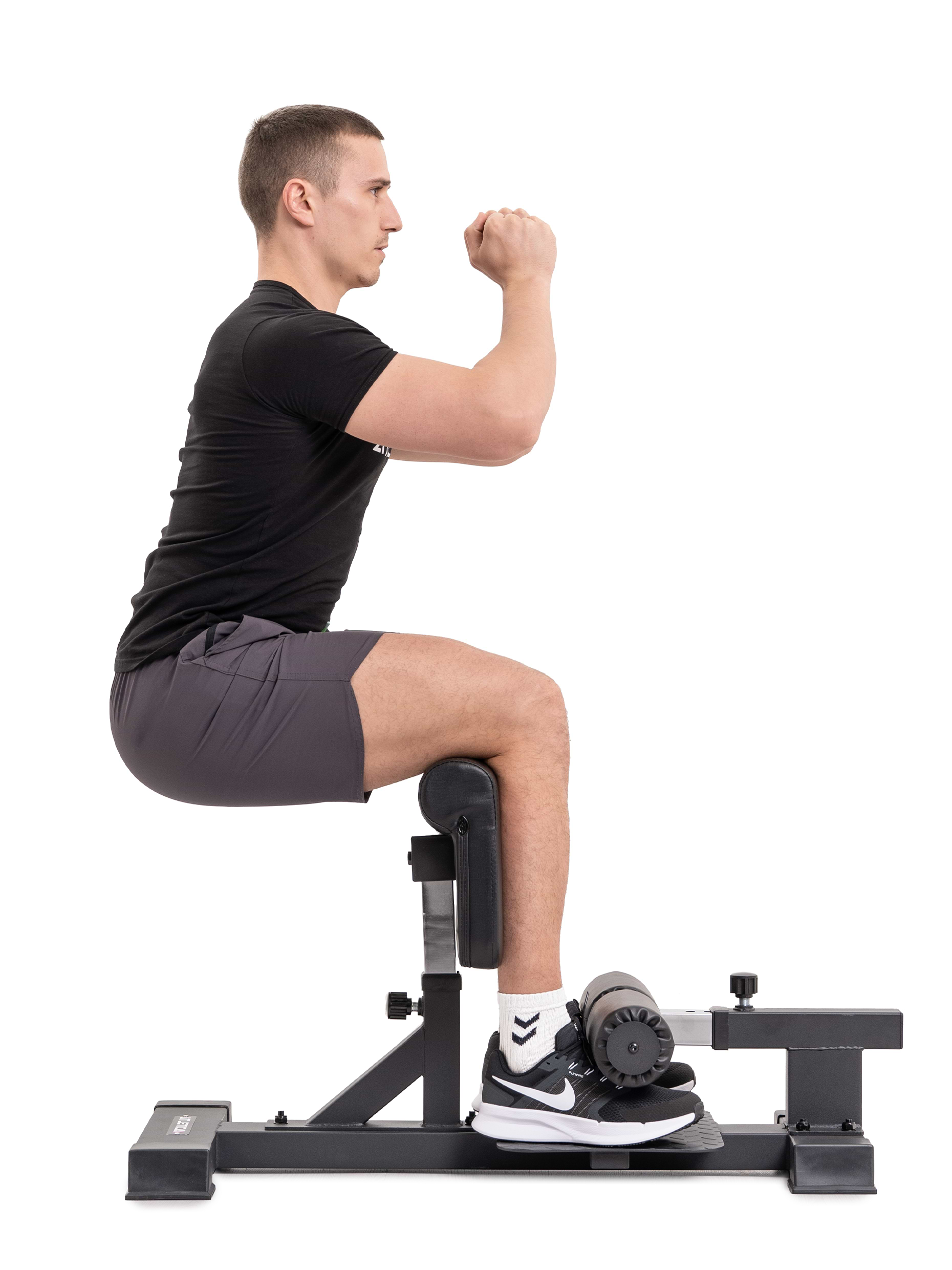 Kniebeuge an der Sissy Squat Hantelbank