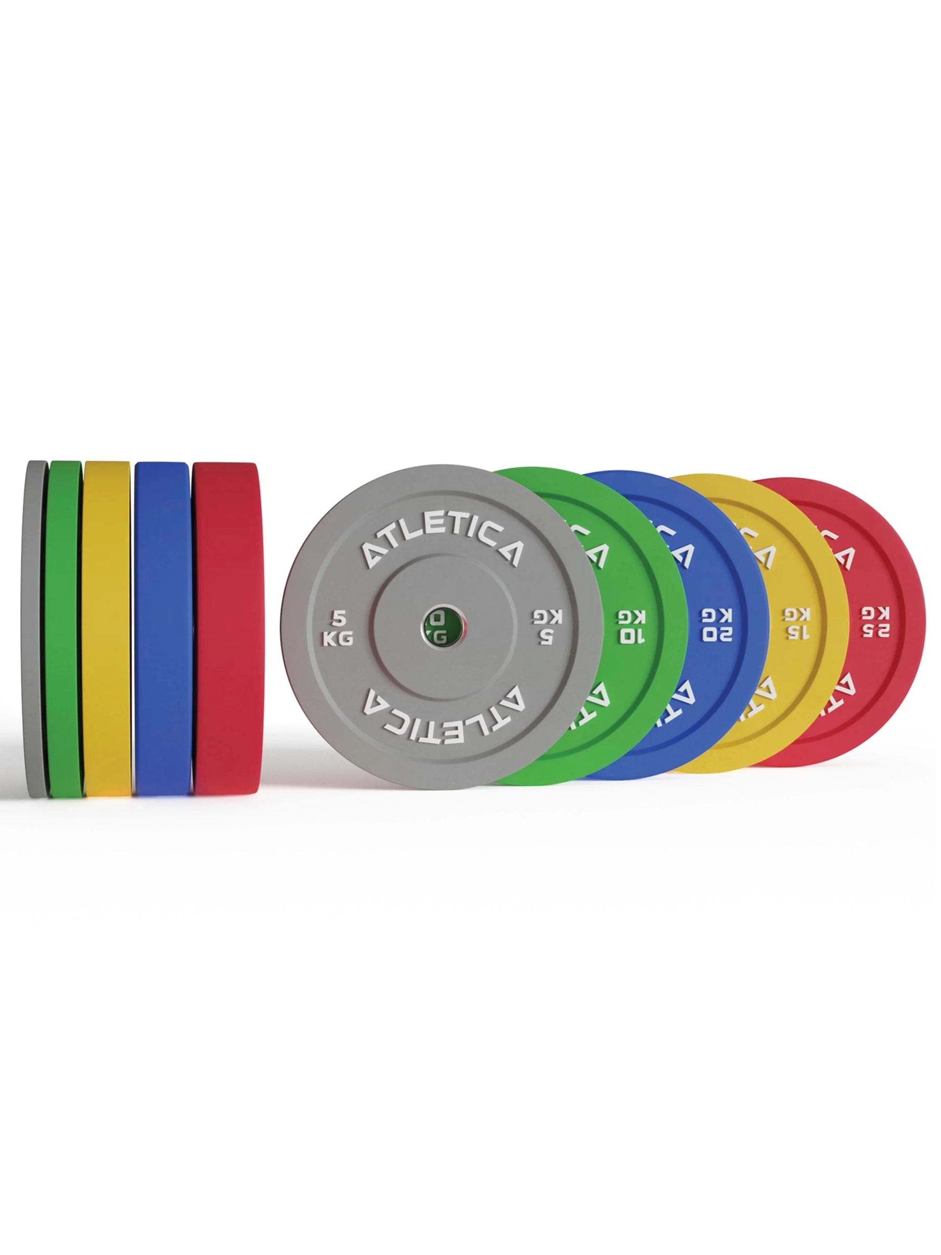 ATLETICA Color Bumper Plates Set: 150 kg bestehend aus 2x 5 kg ∣ 2x 10 kg ∣ 2x 15 kg ∣ 2x 20 kg ∣ 2x 25 kg | 50 mm