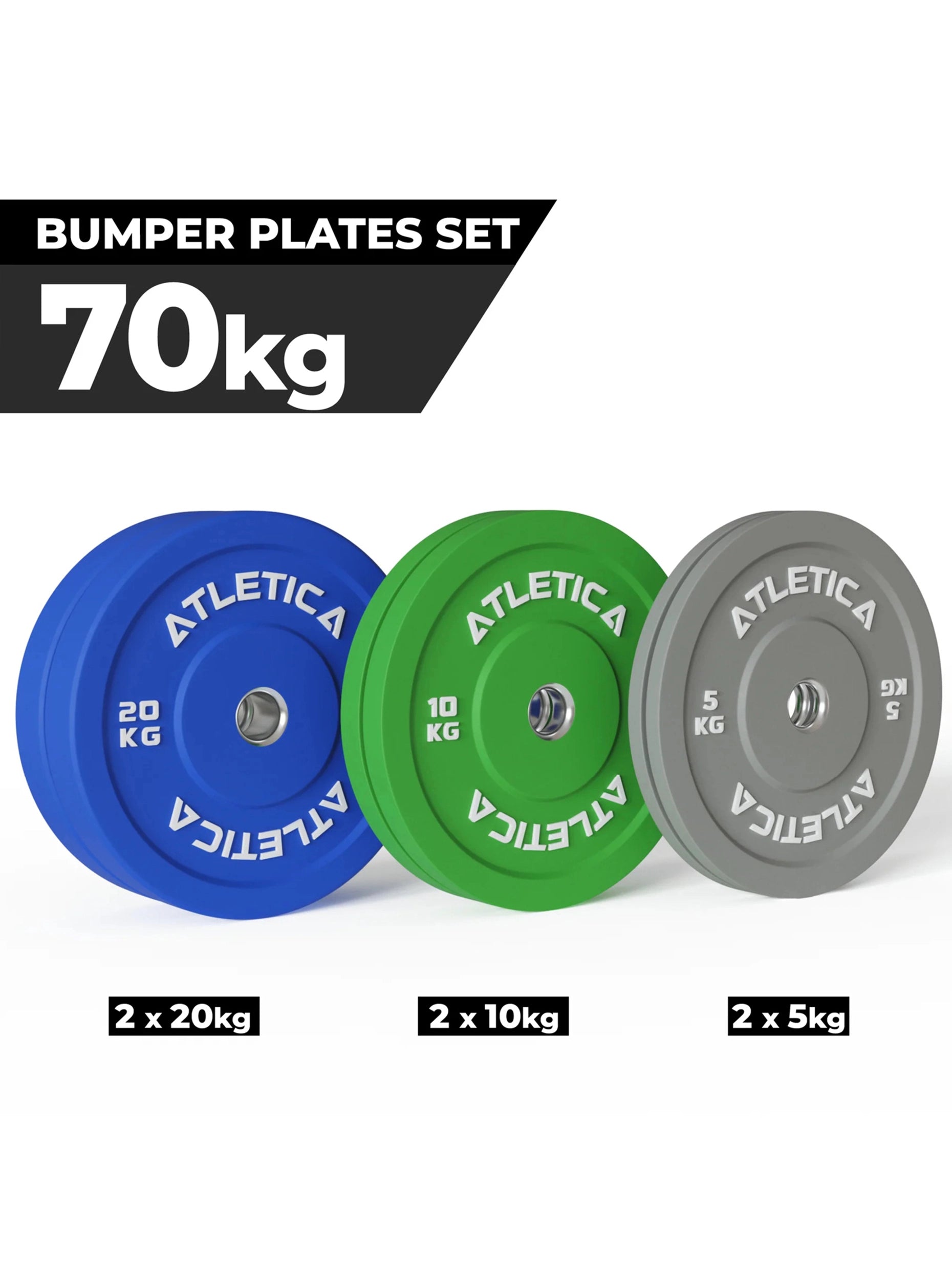 Hantelscheiben: Bumper plates Set 70 kg | Color Bumper Plates 70 kg bestehend aus 2 x 5 kg ∣ 2x 10 kg ∣ 2x 20 kg