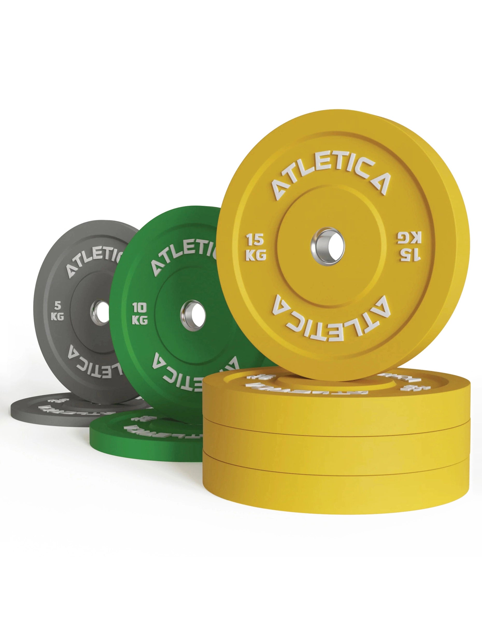 Gewichte Color Bumper Plates Set: 90 kg Hantelscheiben bestehend aus 2x 5 kg ∣ 2x 10 kg ∣ 4x 15 kg | 50 mm