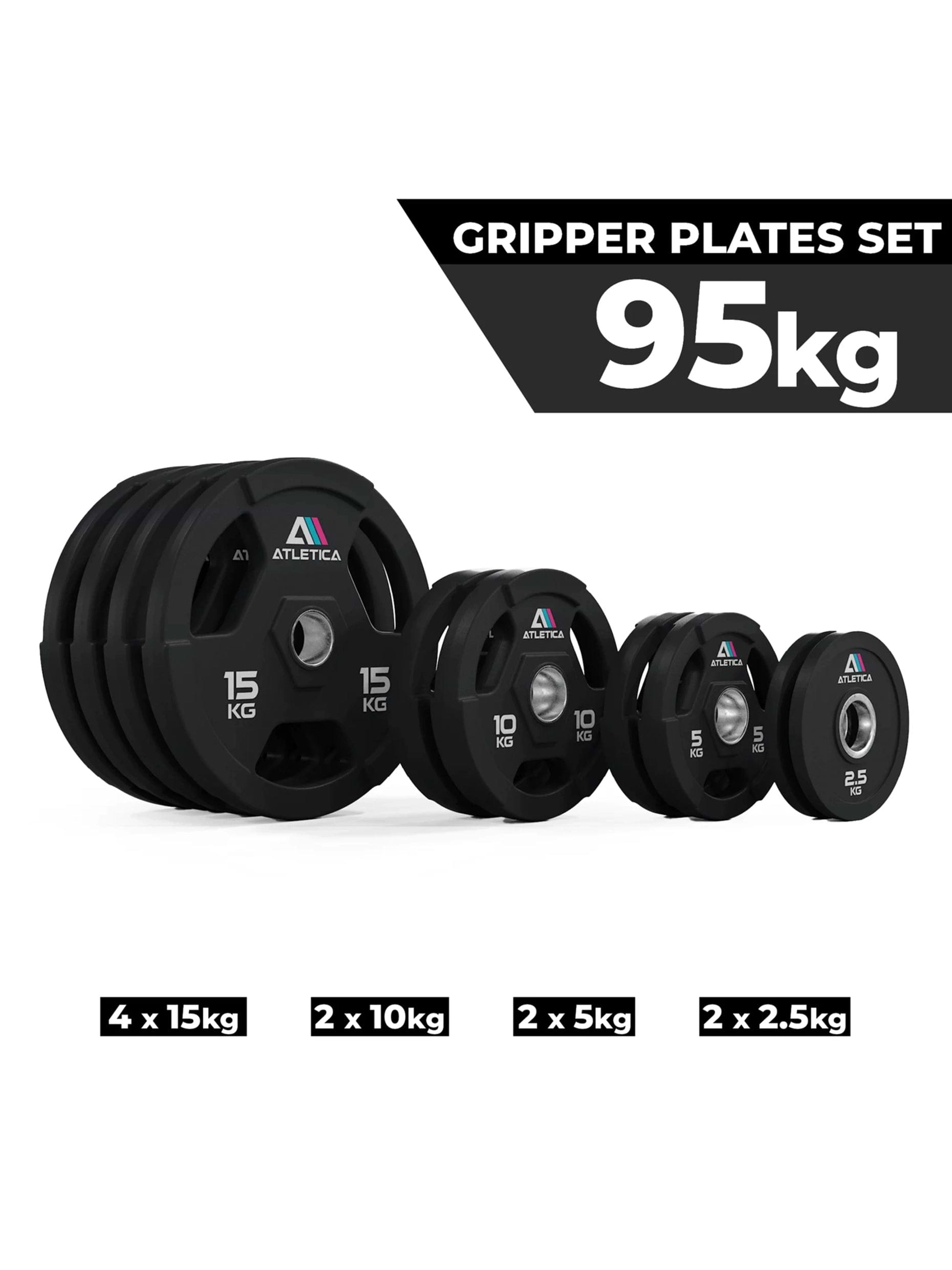 Gewichte Gripper plates: Gripper Plates95 kg bestehend aus 2x2,5 kg | 2x5 kg | 2x10 kg | 4x15 kg