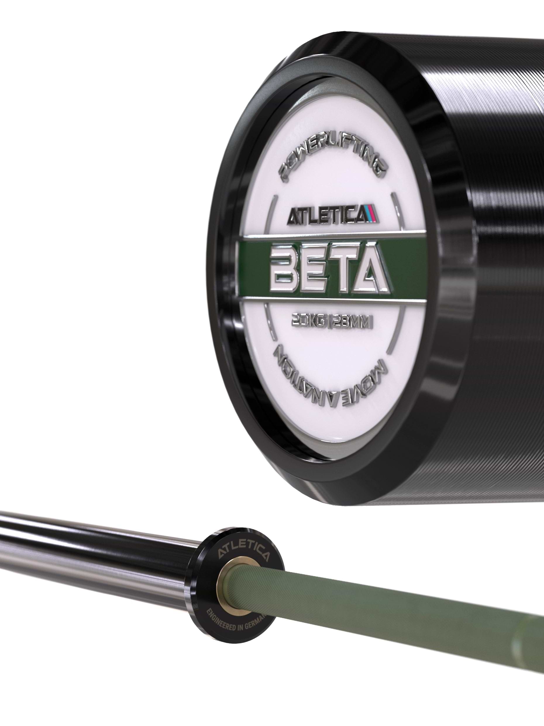Hantelstangen: Langhantel Beta Powerlifting Langhantel, Entfessele Dein Powerlifting-Potential | 20kg | IPF-Markierung | Chrome / Military Green | 1200kg Belastbarkeit 