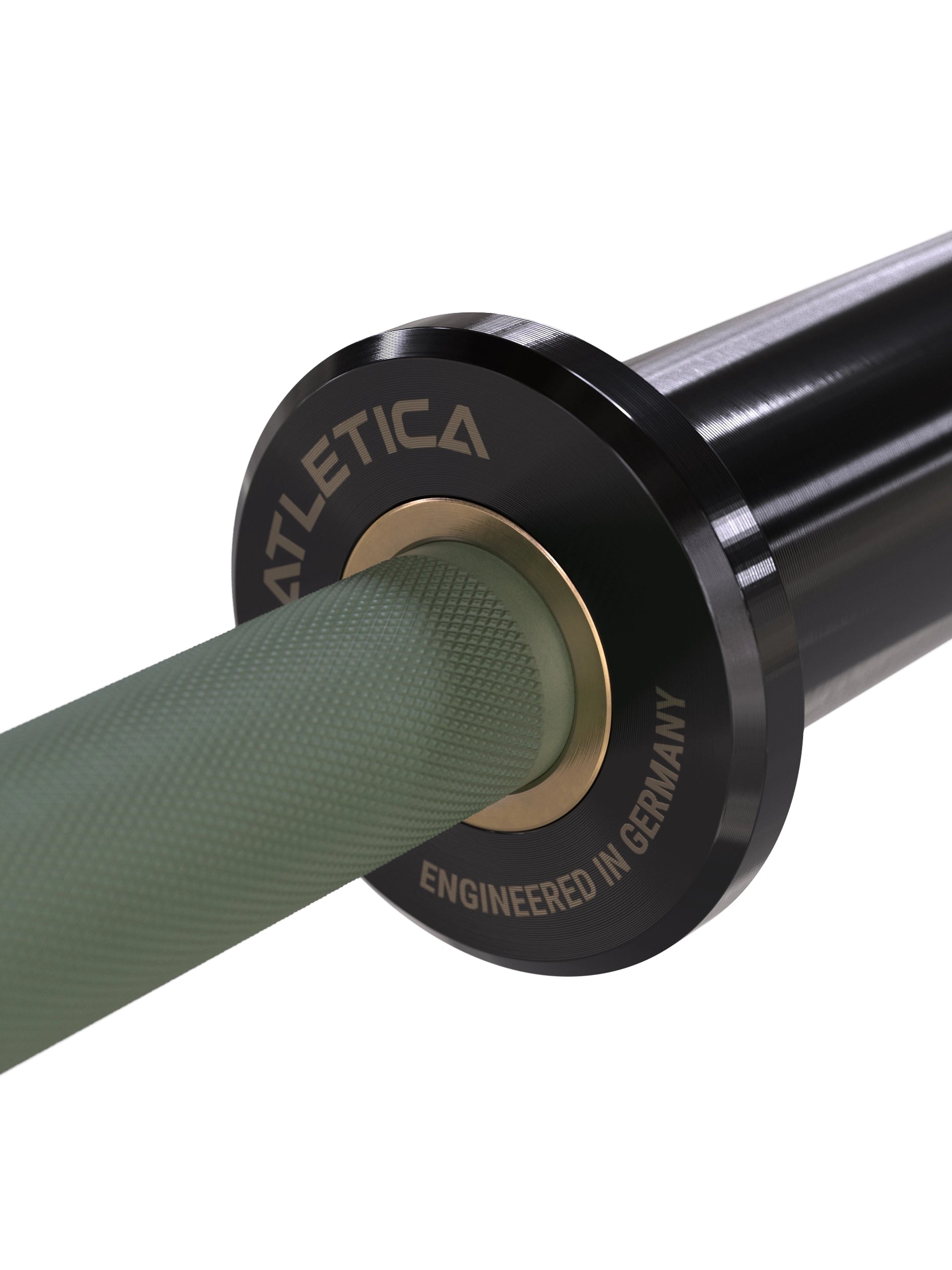 Hantelstangen: Langhantel Beta Powerlifting Langhantel, Entfessele Dein Powerlifting-Potential | 20kg | IPF-Markierung | Chrome / Military Green | 1200kg Belastbarkeit