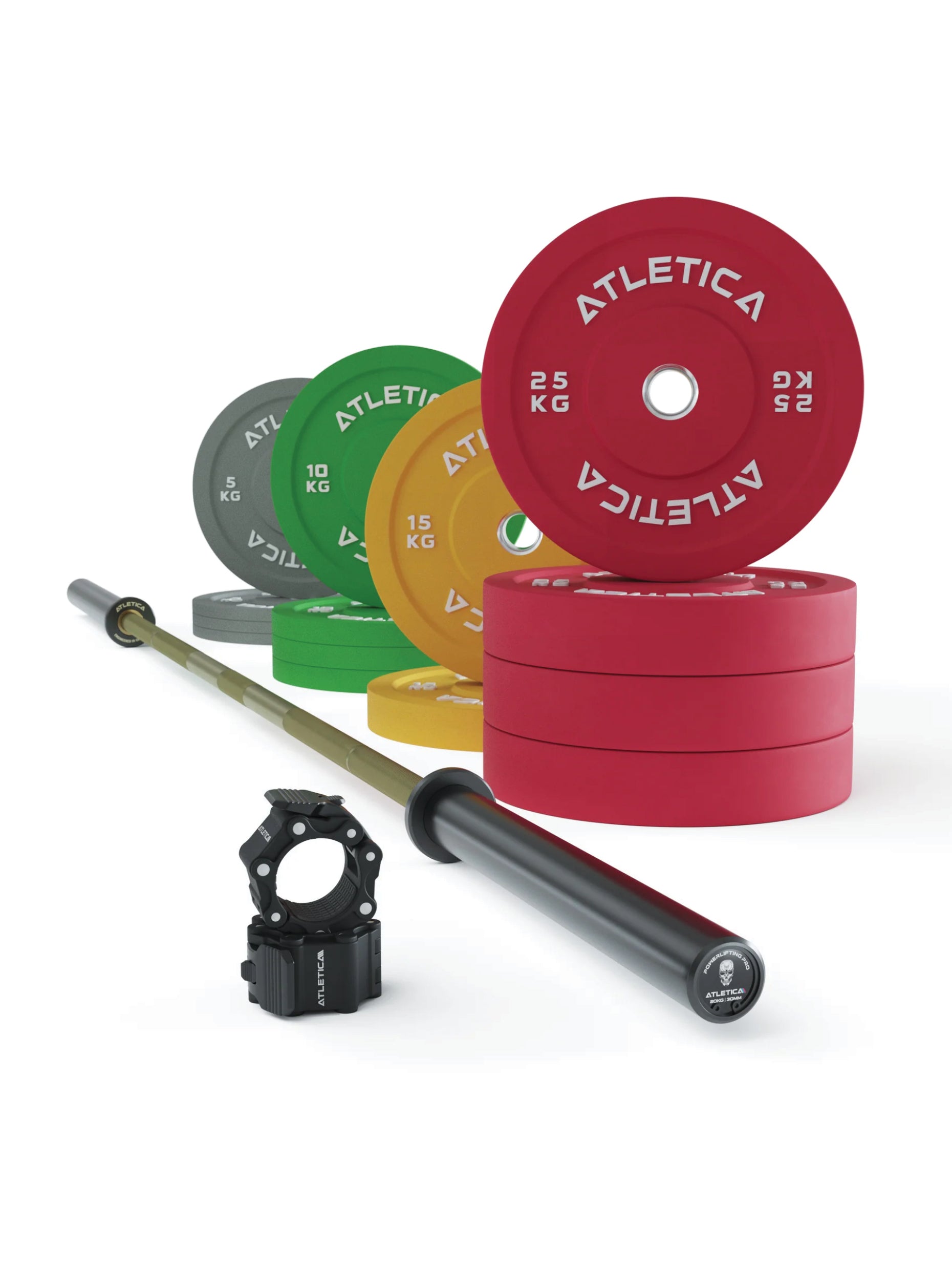 Hantelstangen Set Beta: Spezielle Powerlifting Hantelstange | 190kg Bumper Plates | Pro Collars | Kraft und Präzision, #beta-powerlifting-hantelstange-farbe_military-green