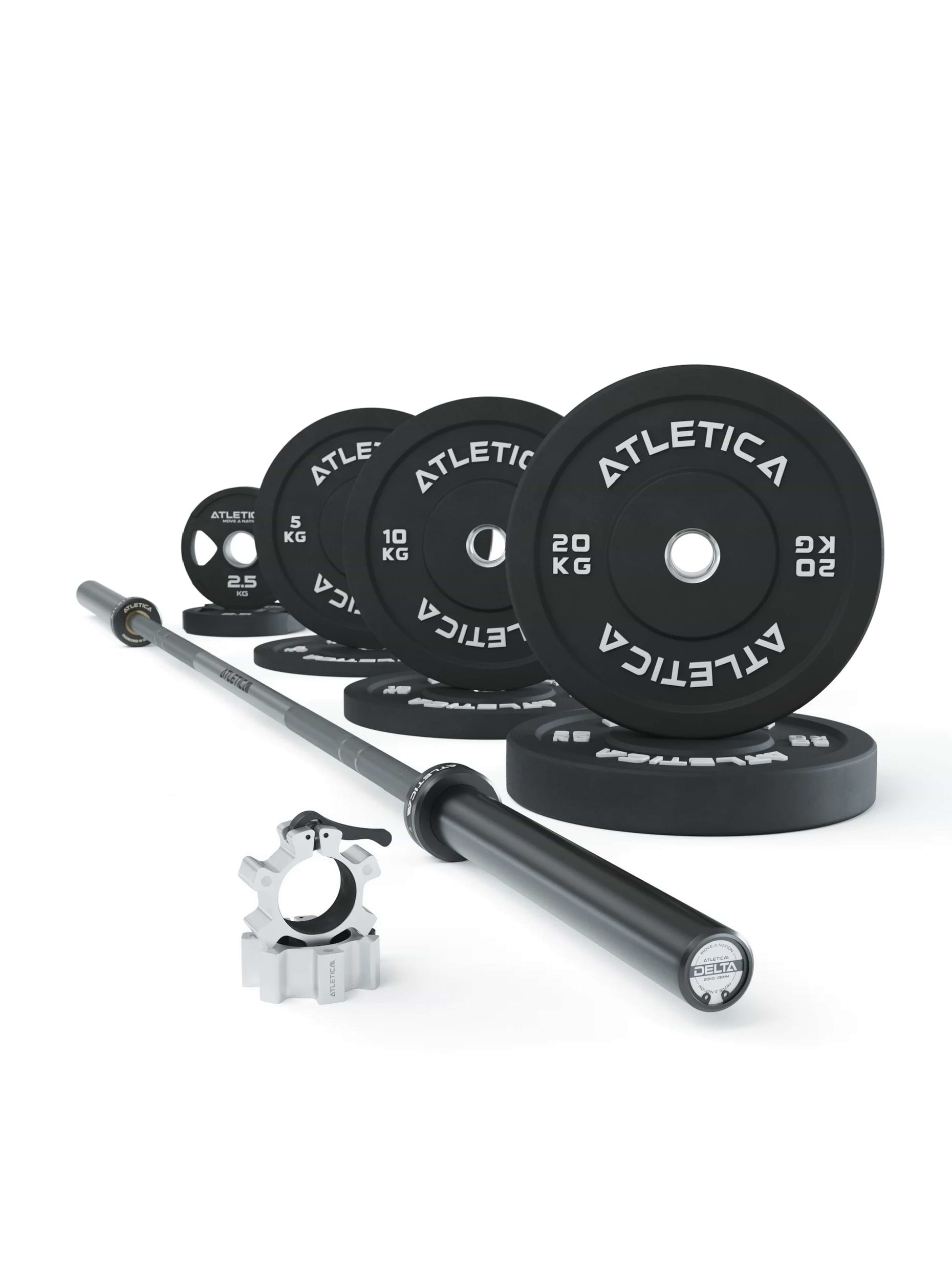 Langhantel Set | Delta HighRep
| 75kg Hantelscheiben | Alu-Hantelverschlüsse | Für Gewichtheben, Powerlifting und CrossFit | Ø 50mm,