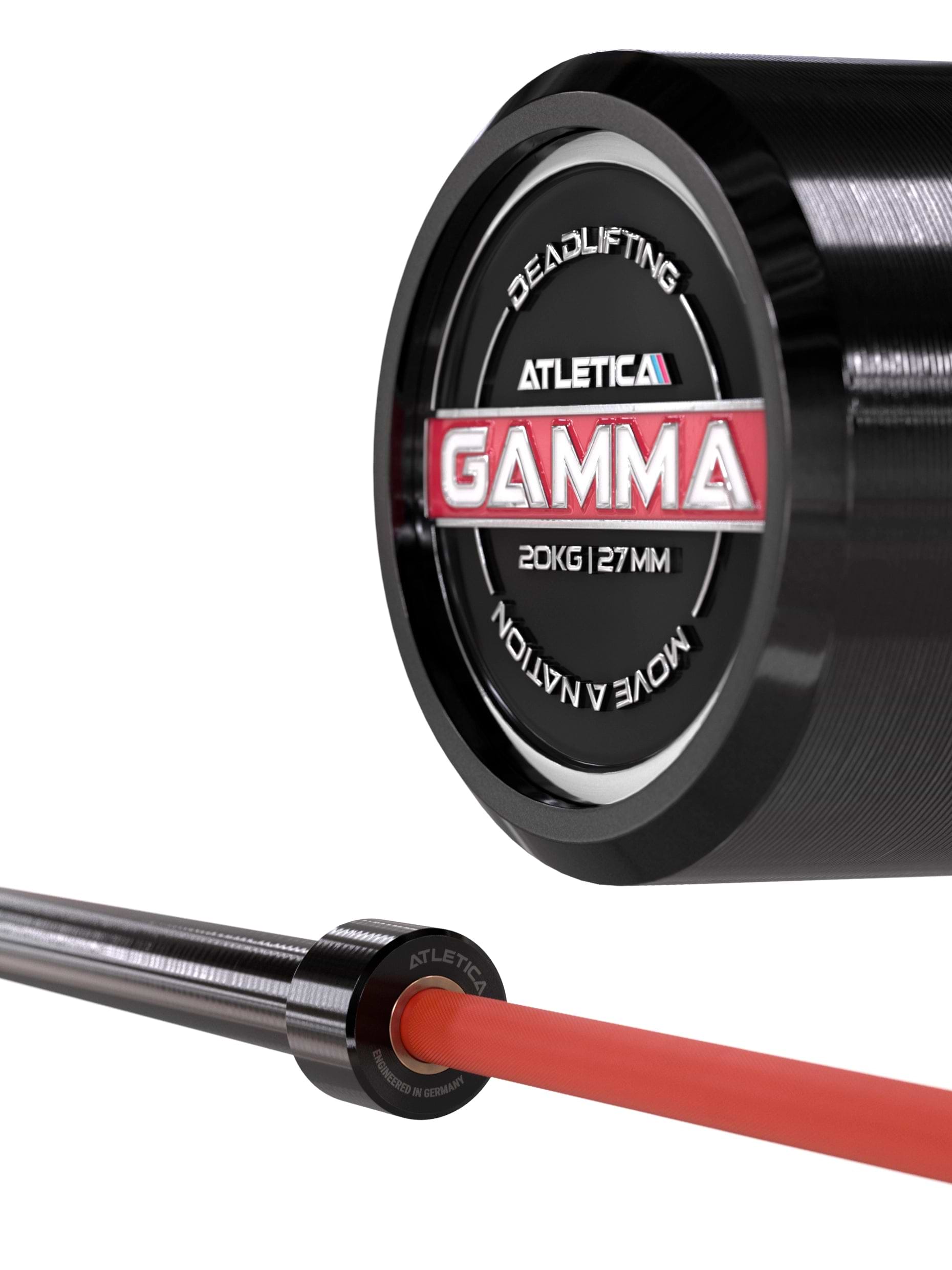 Hantelstangen: Langhantel Gamma Powerlifting Langhantel | 20kg | IPF- & IWF-Markierungen | Chrome / Sportscar Red | 1200kg Belastbarkeit 