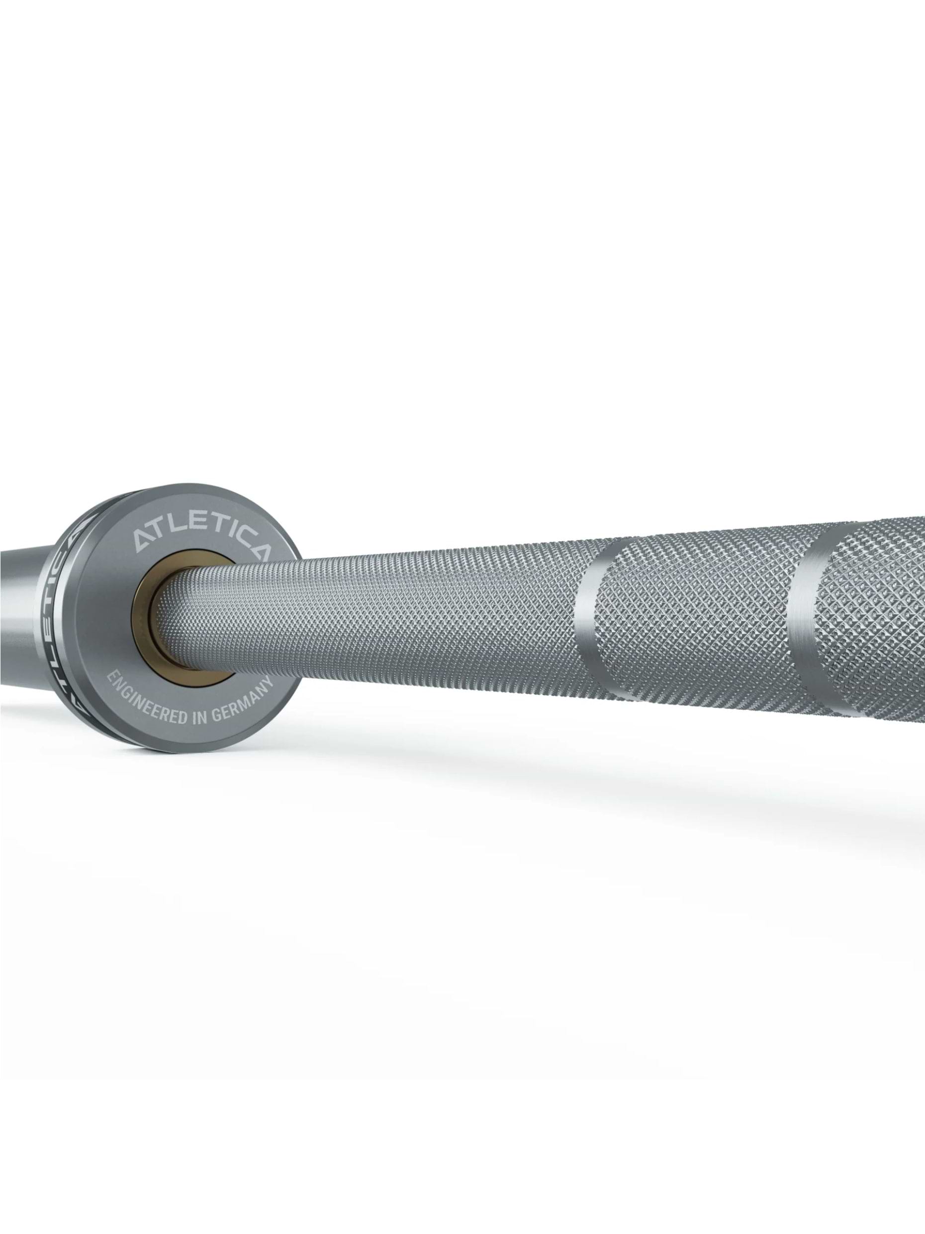 Hantelstangen Set Zeta: Zeta Hybrid Langhantel 1880mm | 32cm geringere Länge ideal für kleine Räume | 75kg Dual-Gripper Plates Gewichte| Slim Collars