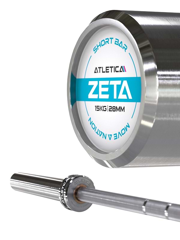 Hantelstangen, Langhantel Zeta: geringe Länge für kleine RäumeIdeal für Kraft & Platzeffizienz im Heim-Fitnessstudio | 15kg | IPF & IWF Markierungen