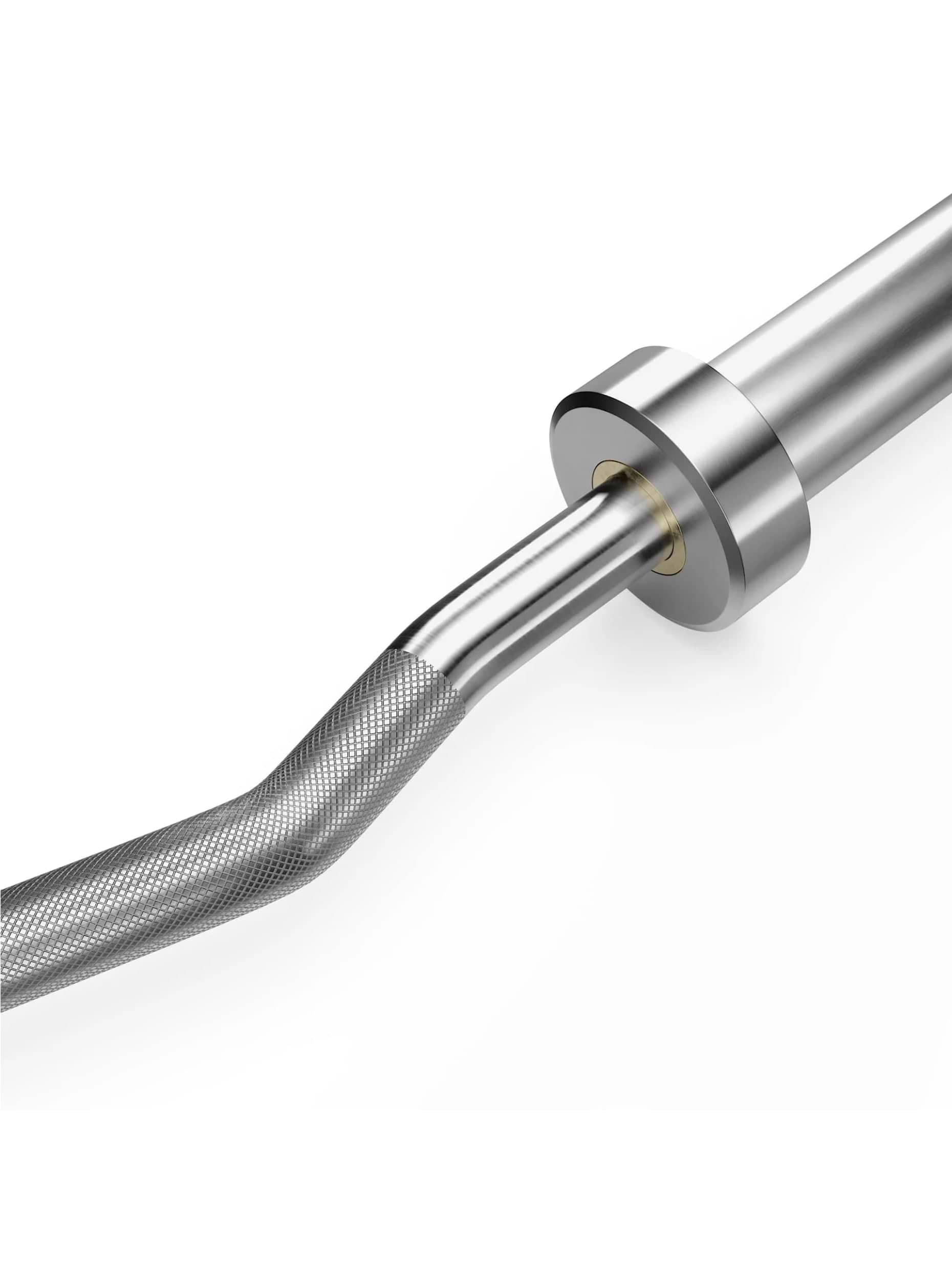 Hantelstangen: SZ Curlstange Hantelstange aus Hartchrom | 180.000 PSI | 120 cm Länge | Ø 50 mm Sleeves | Ø 28 mm Griff