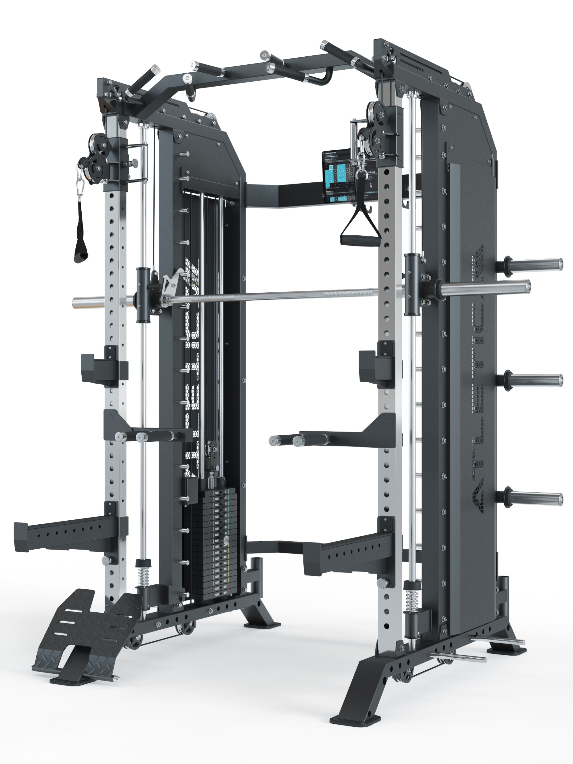 Hellraiser krachtstation PRO met Smith Machine, duale kabelpulley, Smart Device-houder en Belt Squat-attachment