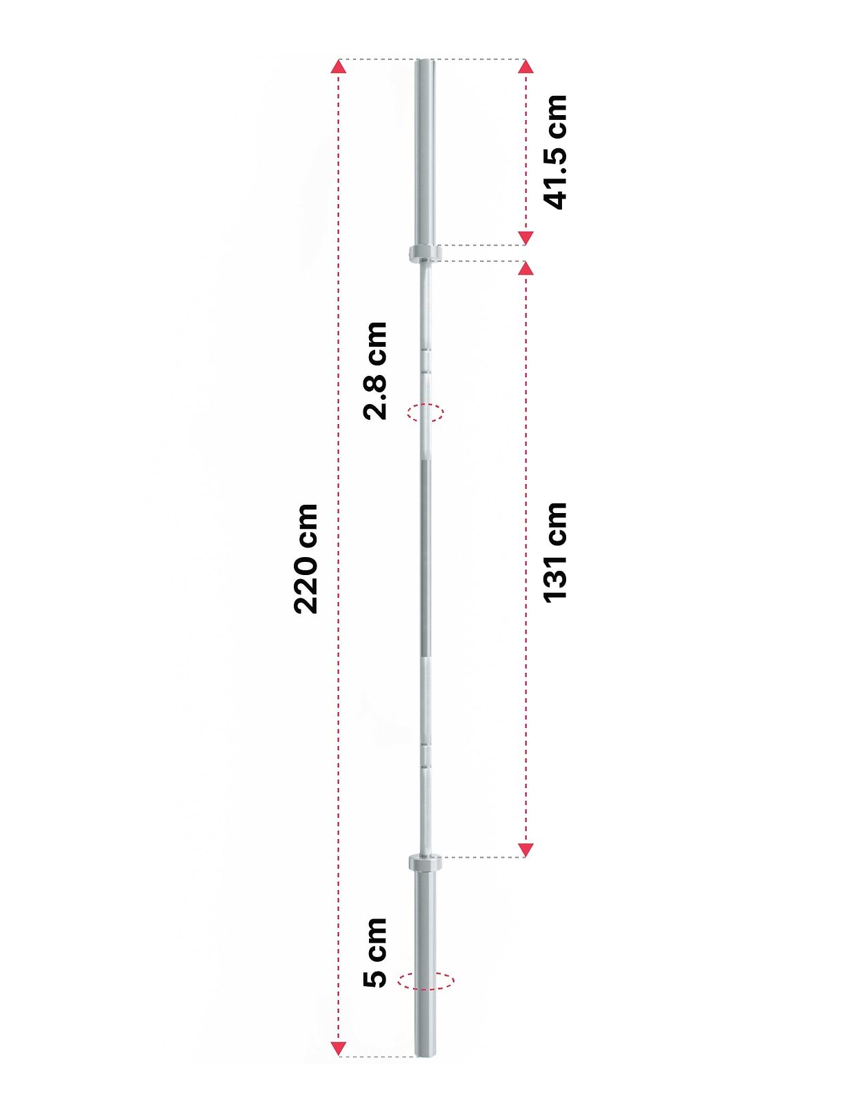 Ourdoor Langhantel Inox von Atletica: Dimensionen