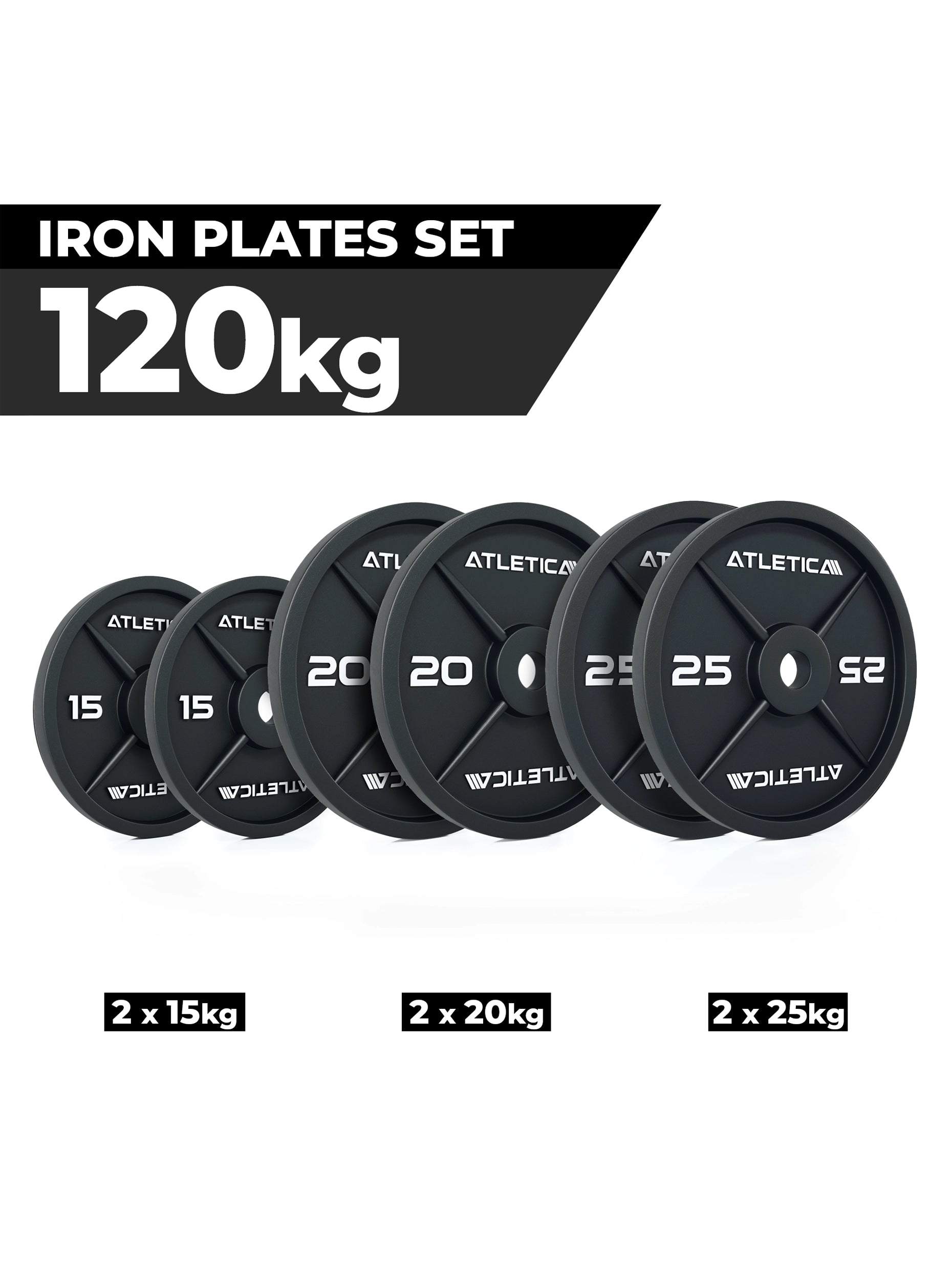 Gewichte Iron plates: 120 kg Set ∣ 2x15kg ∣ 2x20kg ∣ 2x25kg