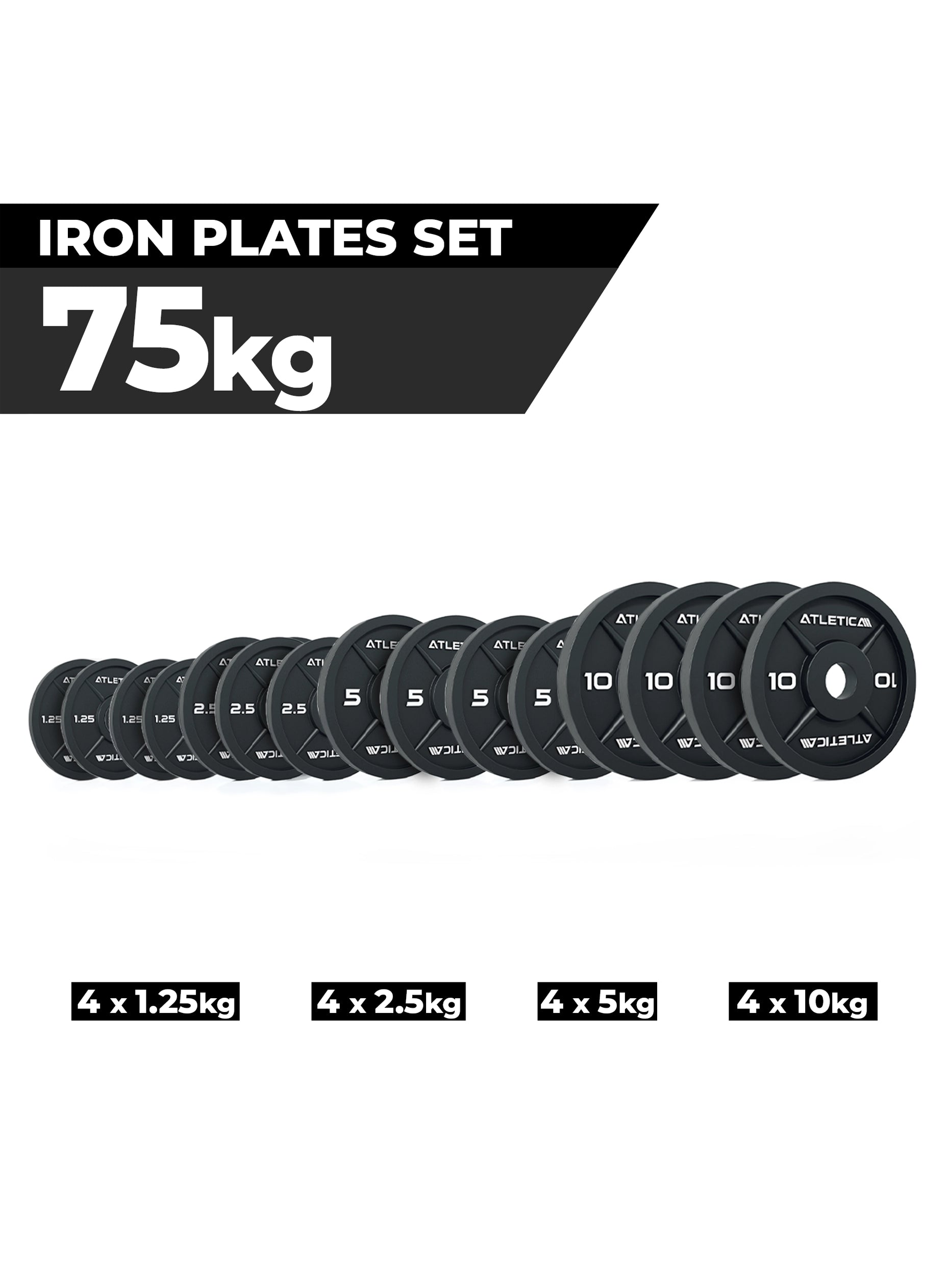 Hantelscheiben Iron plates: Iron Plates 75 kg Set, Gusseisen ∣ 50mm ∣ rostresistent