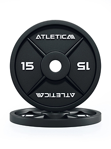 Atletica Iron Plates - Zwei schwarze Hantelscheiben, je 15 kg, aus Gusseisen