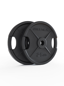 2H Iron Plates - Two black cast iron weight plates, je 25 kg