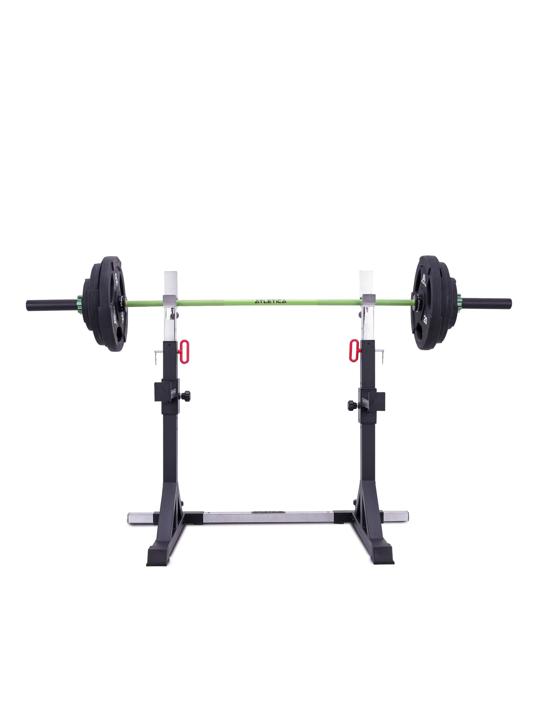 Squat Rack Kompakter Kniebeugenständer Twin Free Stands, Langhantel mit Hantelscheiben