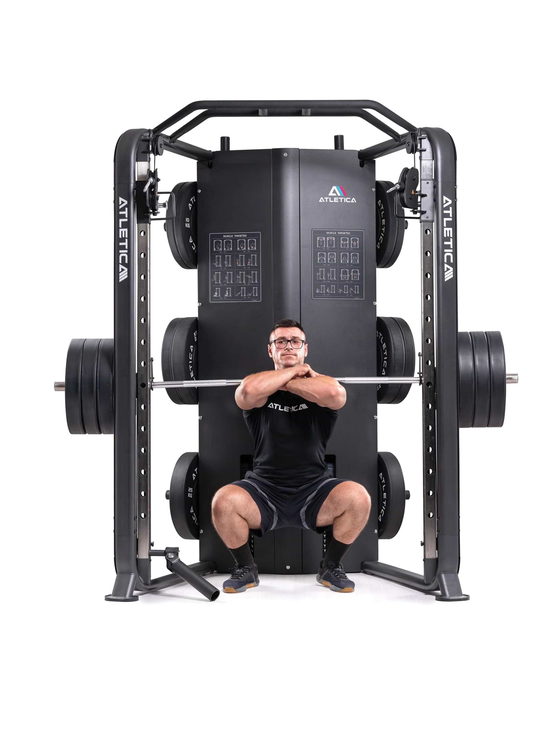 Kraftstation Multipresse, Premium Smith Maschine DarkStar:  ideal für Fitnesstraining mit Hantelbank und Gewichten